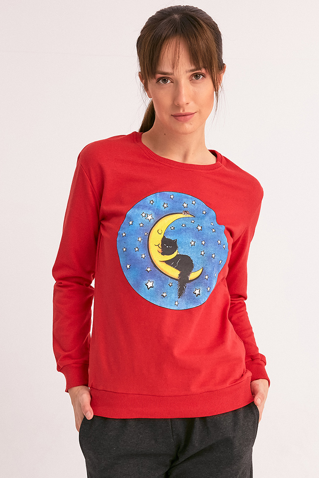 Ay Baskılı Sweatshirt