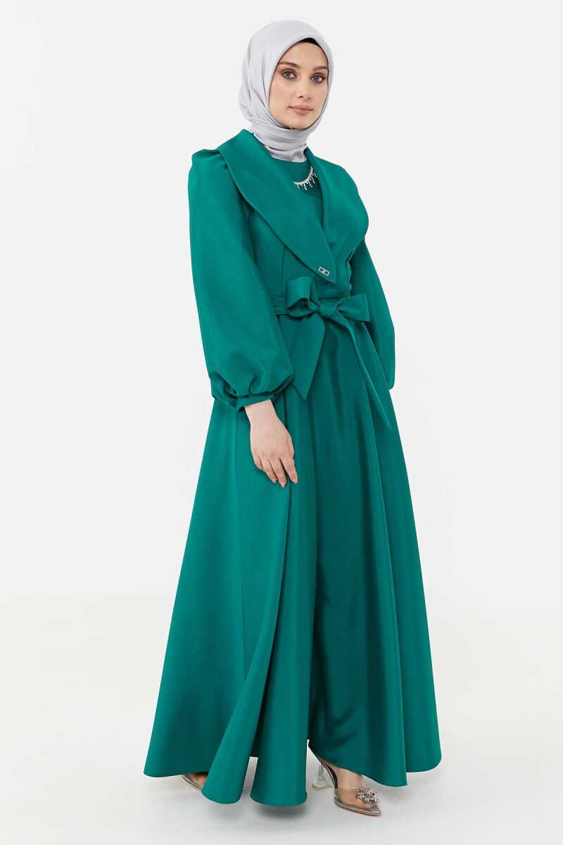 2425050 Kolye Ve Yaka Detaylı Abiye, Tesettür Giyim