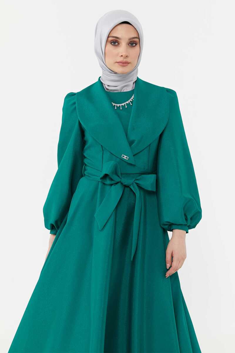 2425050 Kolye Ve Yaka Detaylı Abiye, Tesettür Giyim