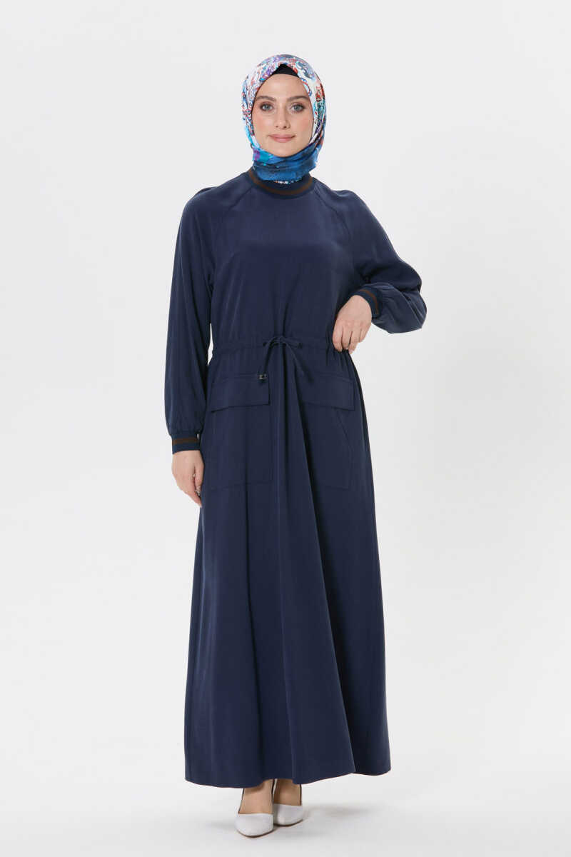 Cepli Beli Ayarlanabilir Elbise, Tesettür Giyim