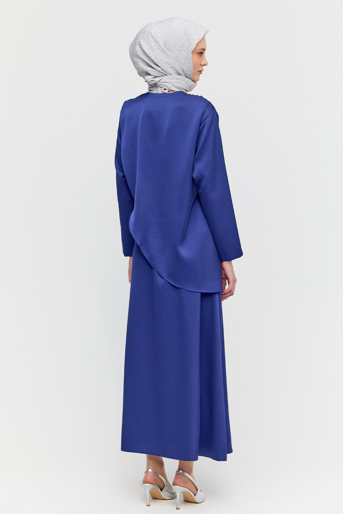 Drapeli Saten Elbise, Tesettür Giyim