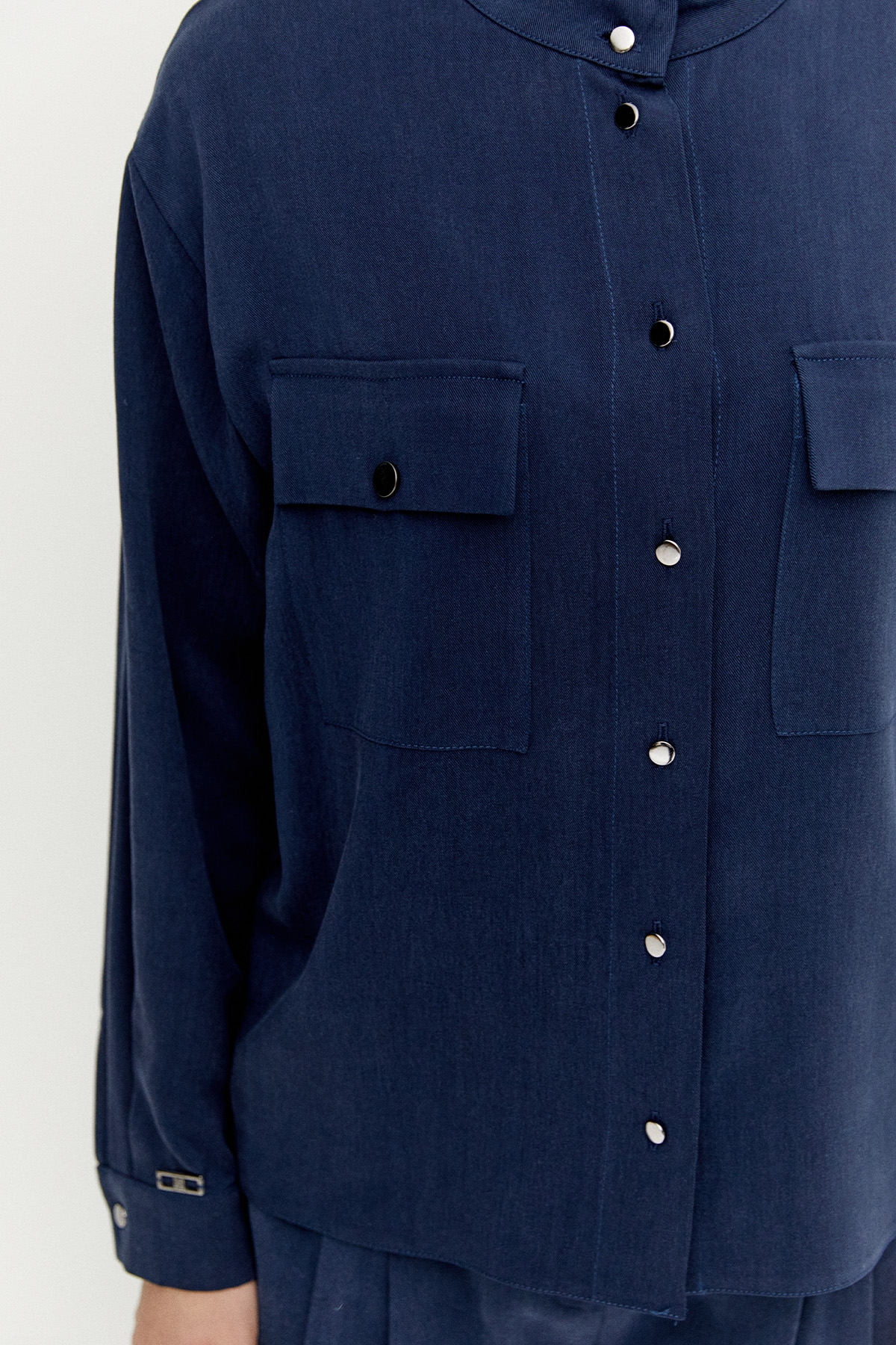 Çift Cepli Lyocell Gömlek, Tesettür Giyim