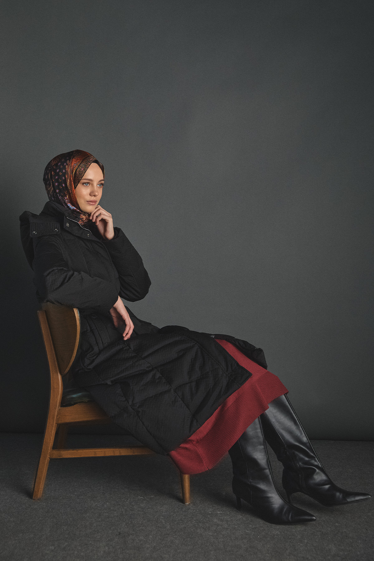 Dolgulu Kaz Tüyü Mont, Tesettür Giyim