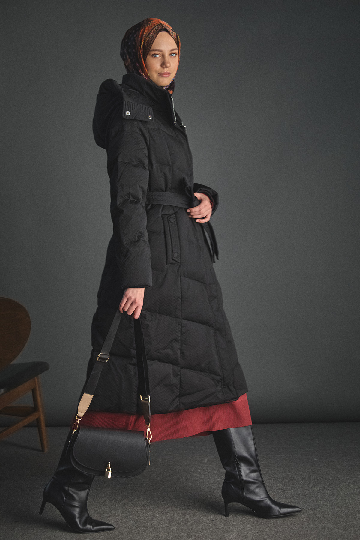 Dolgulu Kaz Tüyü Mont, Tesettür Giyim