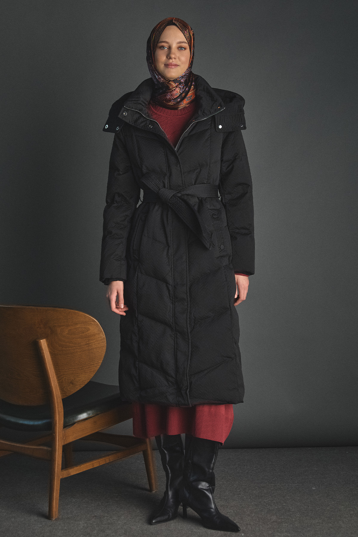 Dolgulu Kaz Tüyü Mont, Tesettür Giyim