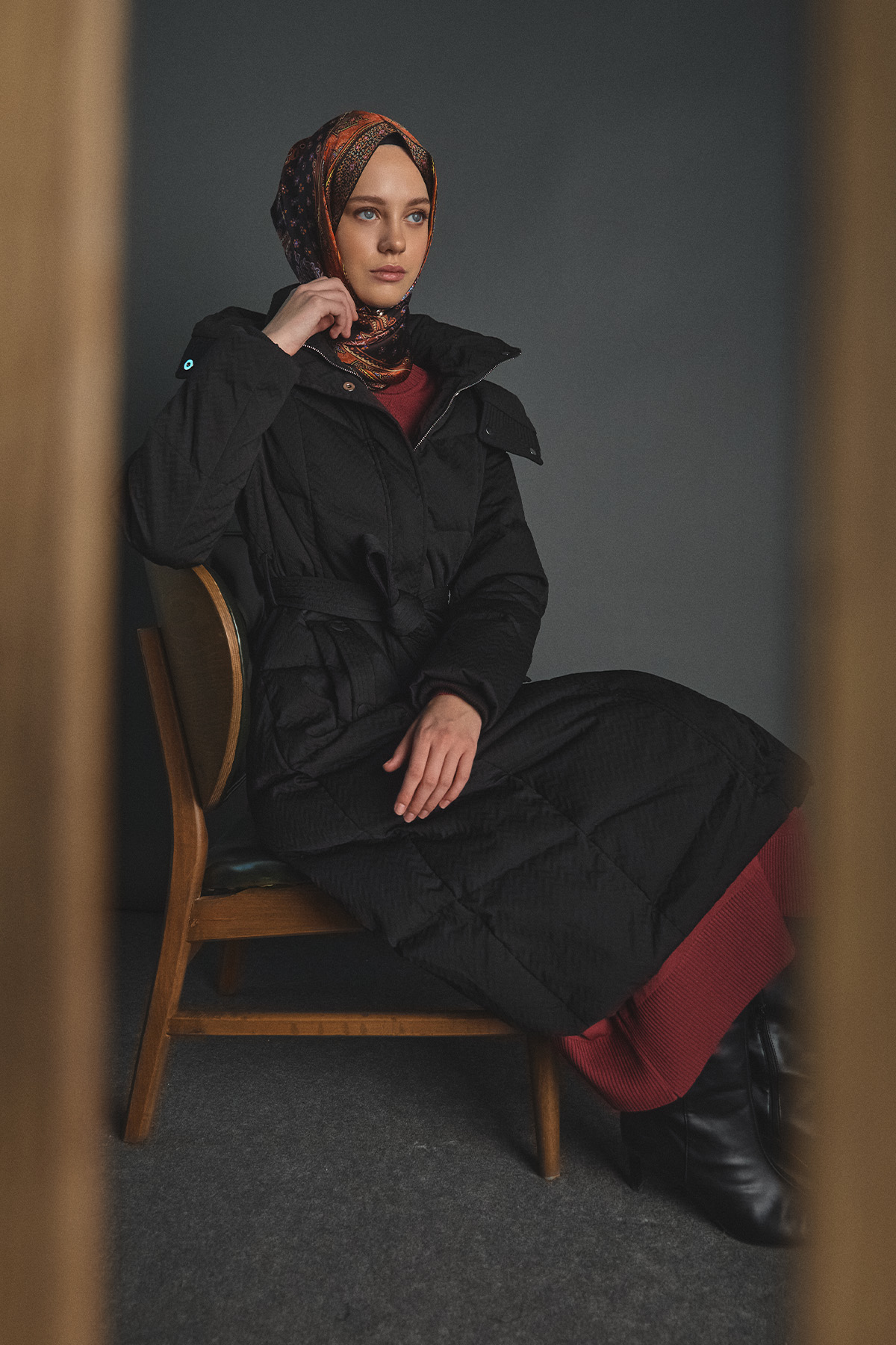 Dolgulu Kaz Tüyü Mont, Tesettür Giyim