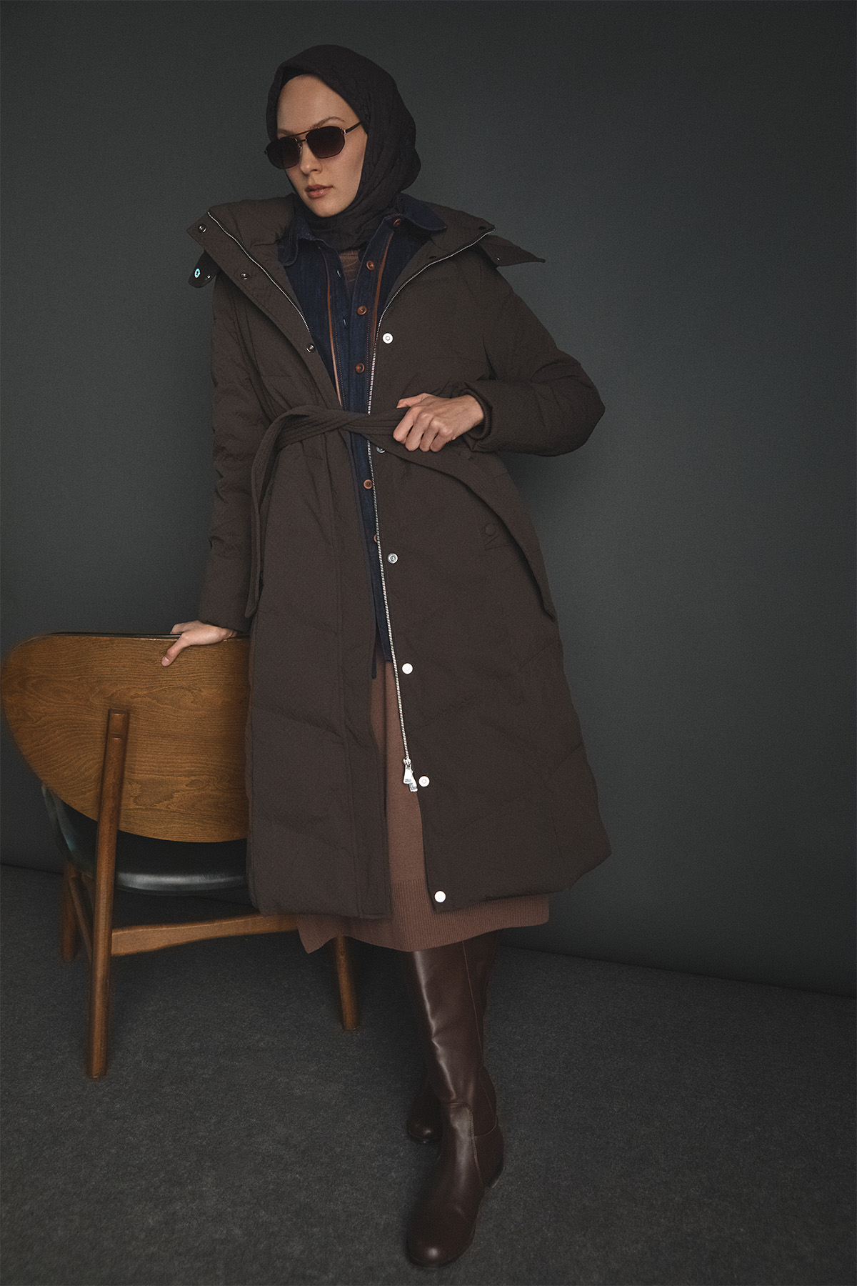 Dolgulu Kaz Tüyü Mont, Tesettür Giyim