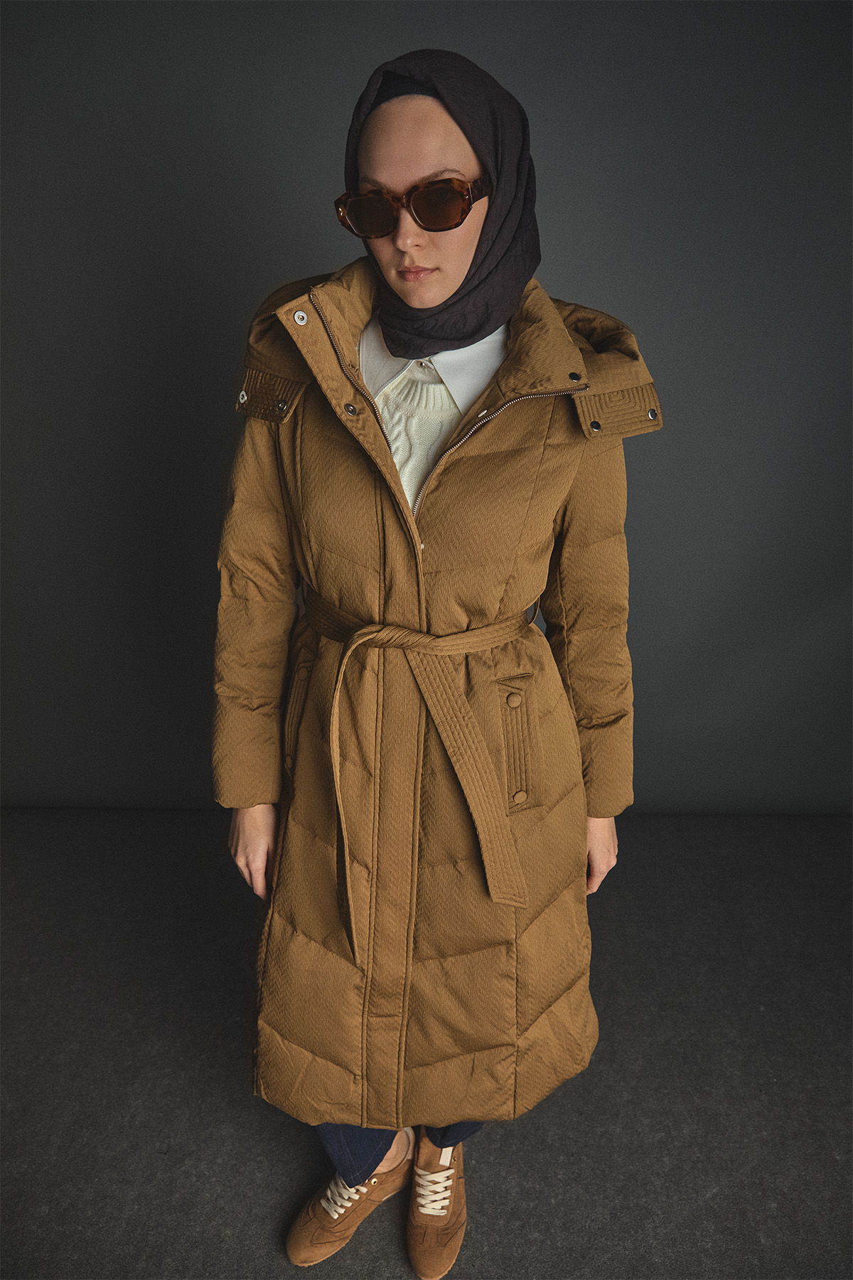 Dolgulu Kaz Tüyü Mont, Tesettür Giyim