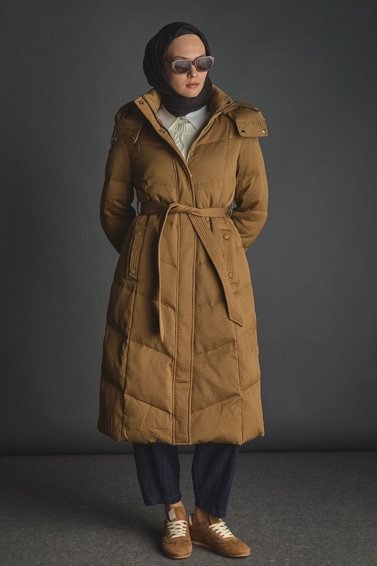 Dolgulu Kaz Tüyü Mont, Tesettür Giyim