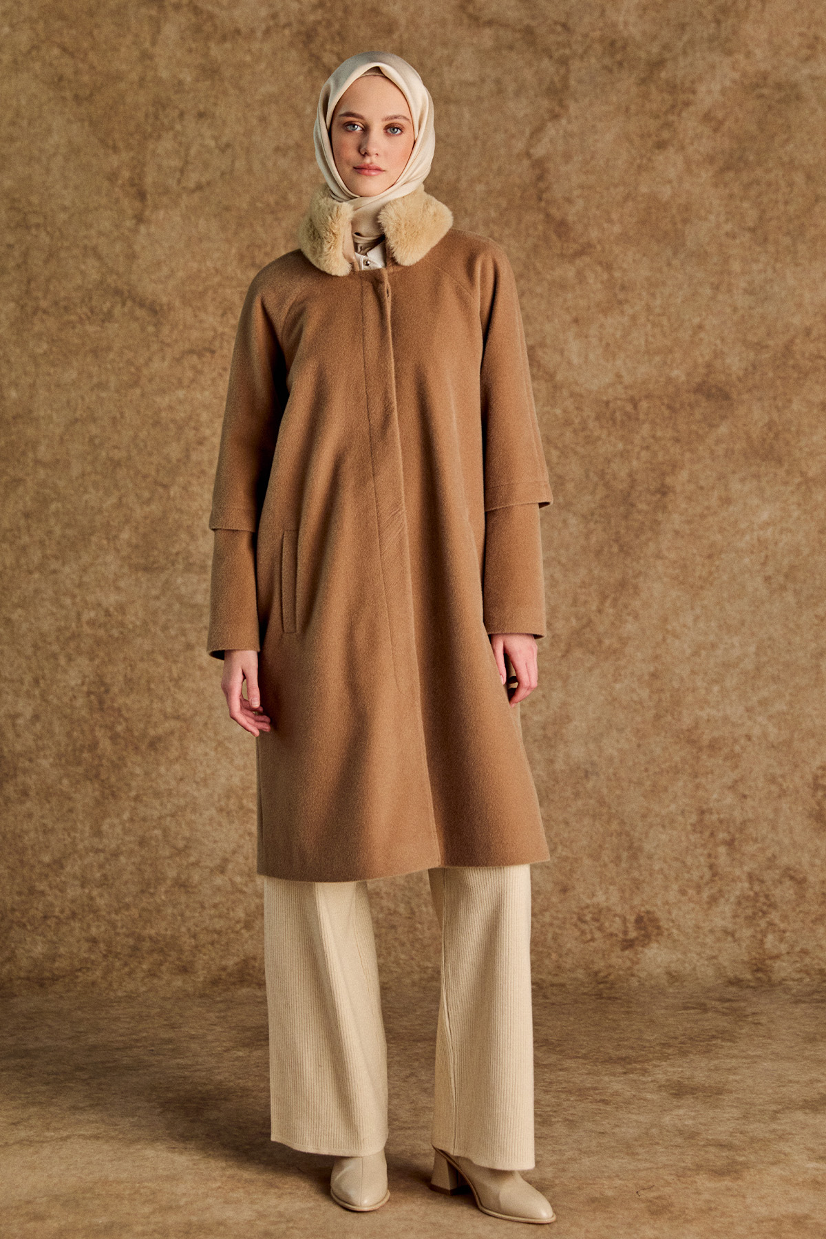 Kaşe Büyük Beden Kaban, Tesettür Giyim