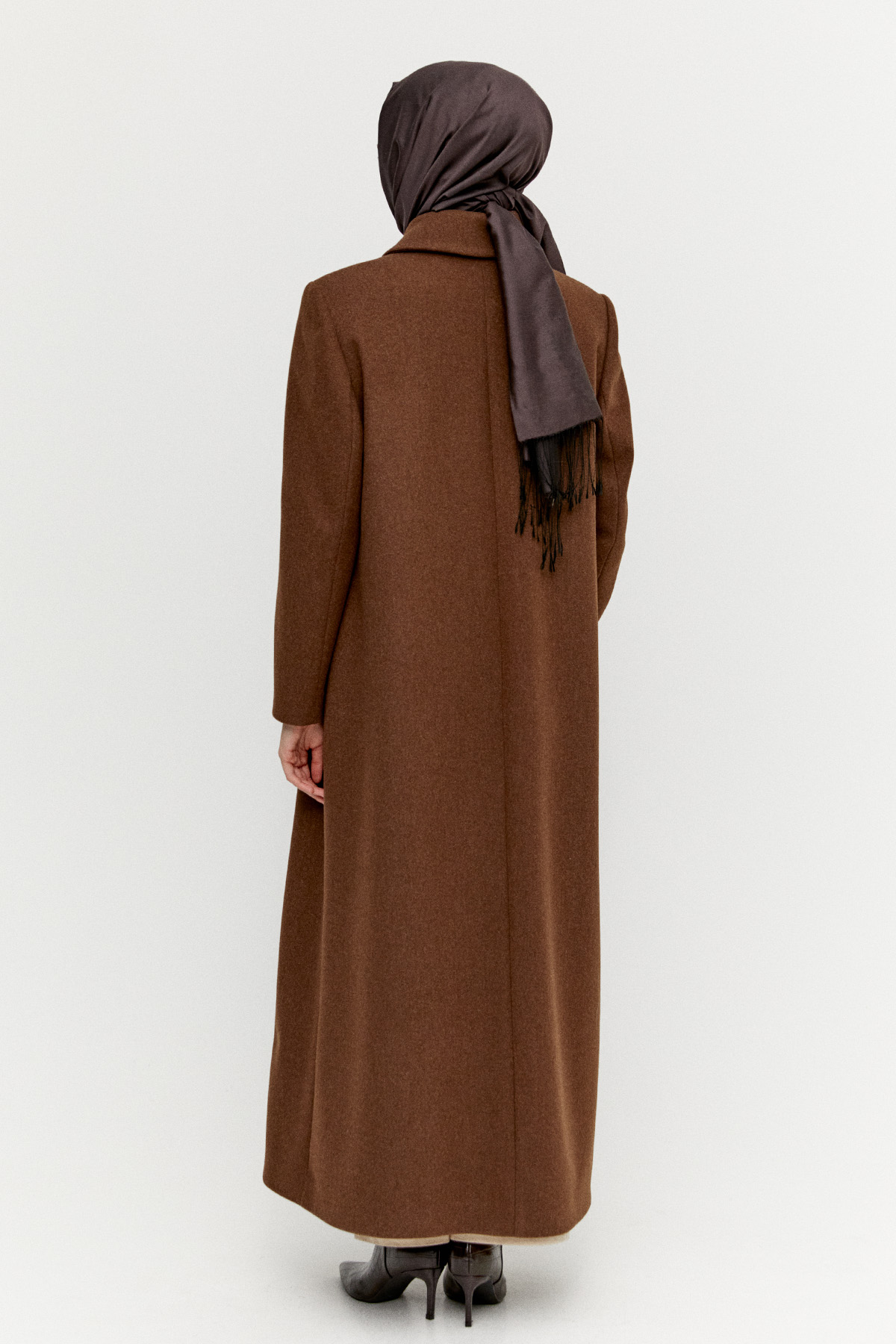 Büyük Beden Düğmeli Kaşe Manto, Tesettür Giyim