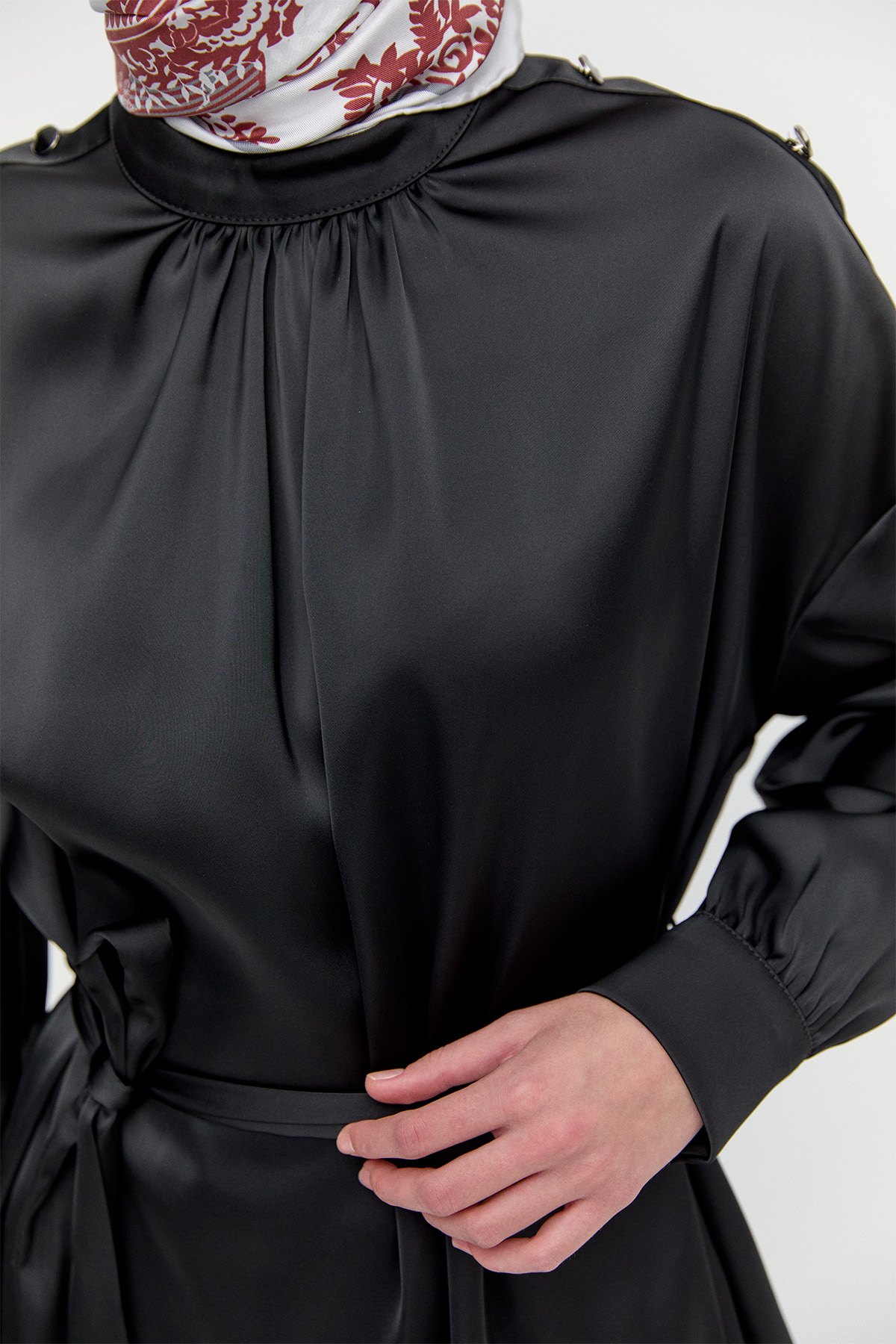 Süs Düğmeli Saten İkili Takım, Tesettür Giyim