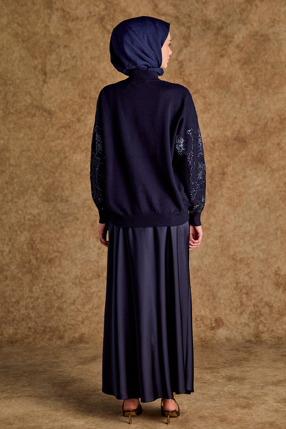 Çiçekli Yarım Balıkçı Triko Bluz, Tesettür Giyim