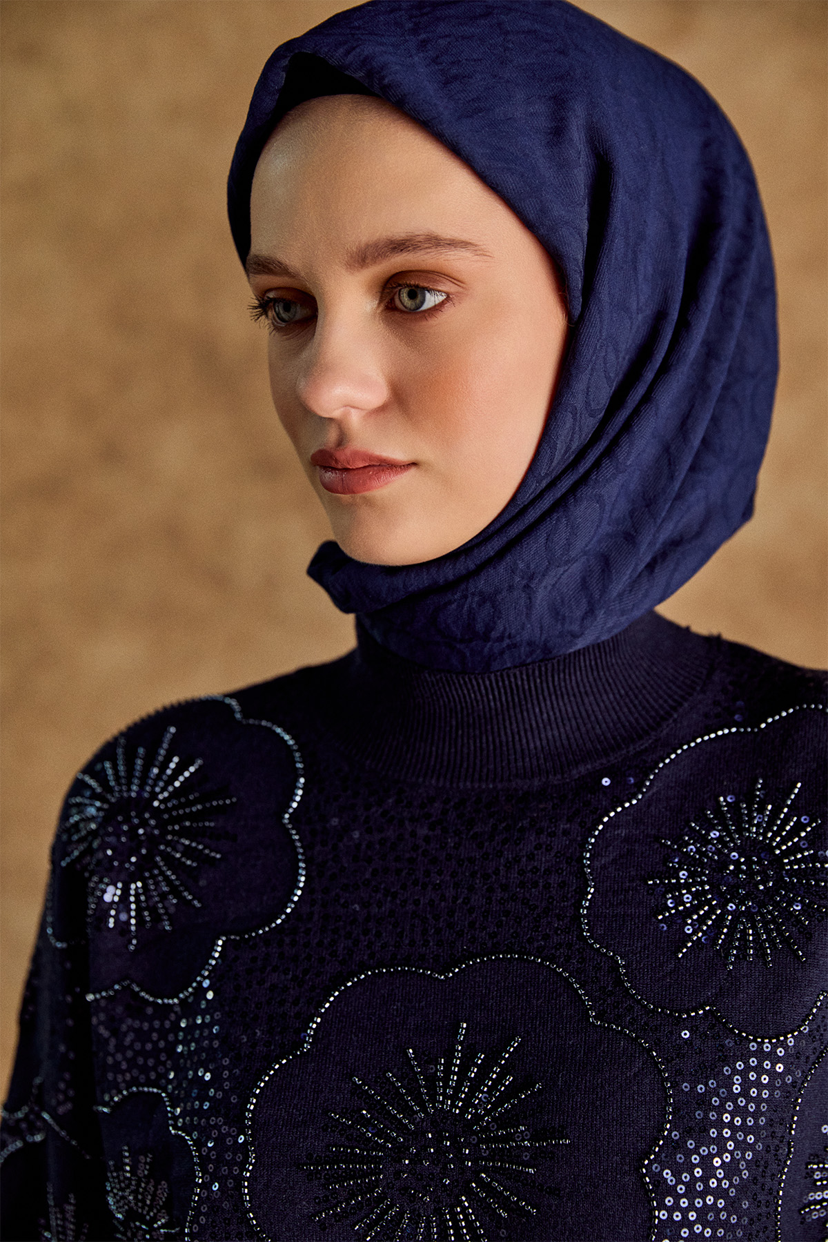 Çiçekli Yarım Balıkçı Triko Bluz, Tesettür Giyim