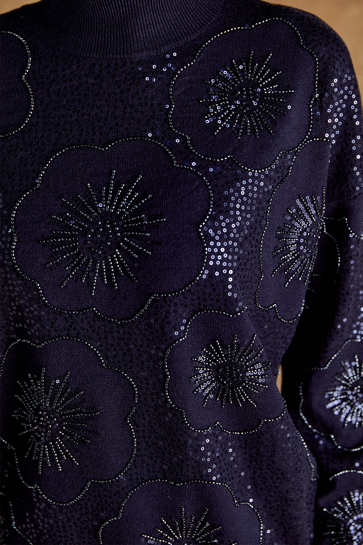 Çiçekli Yarım Balıkçı Triko Bluz, Tesettür Giyim