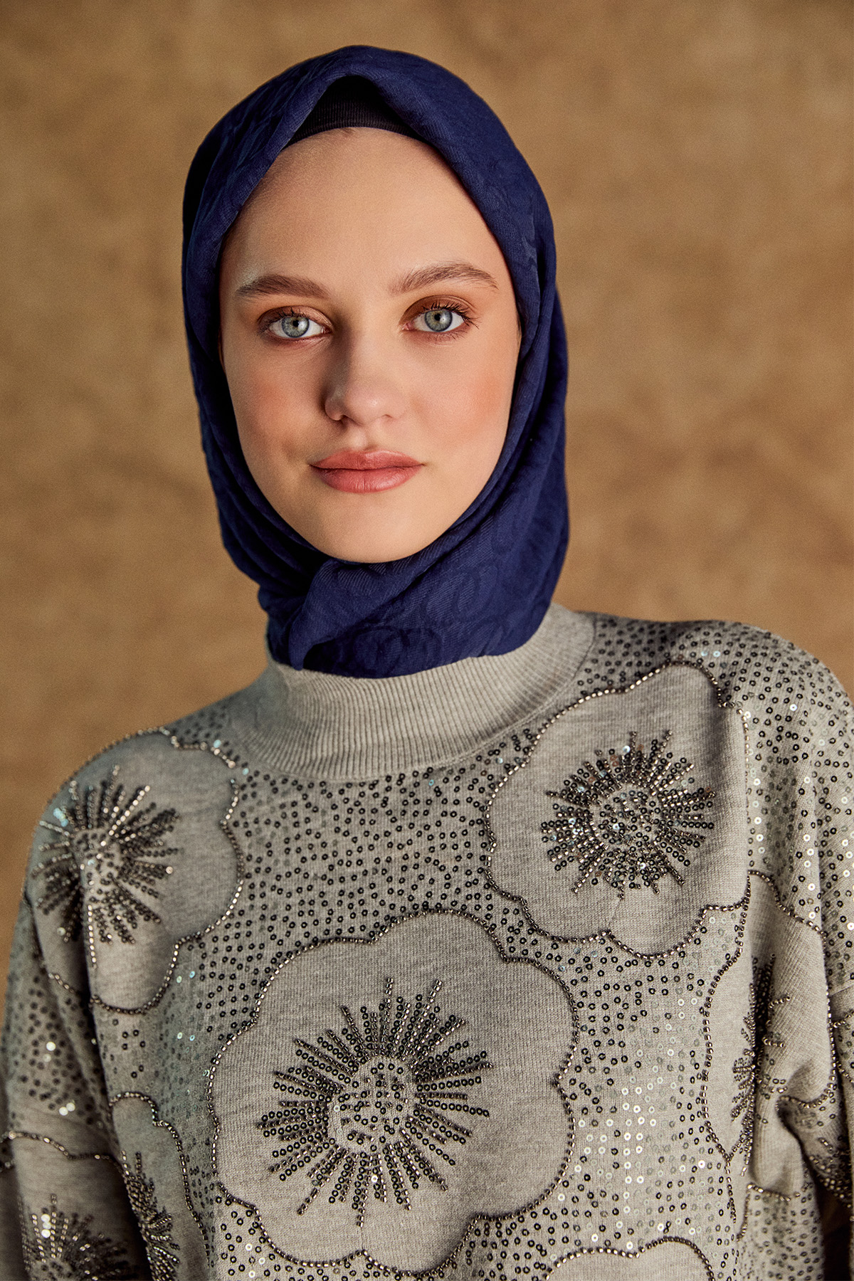 Çiçekli Yarım Balıkçı Triko Bluz, Tesettür Giyim