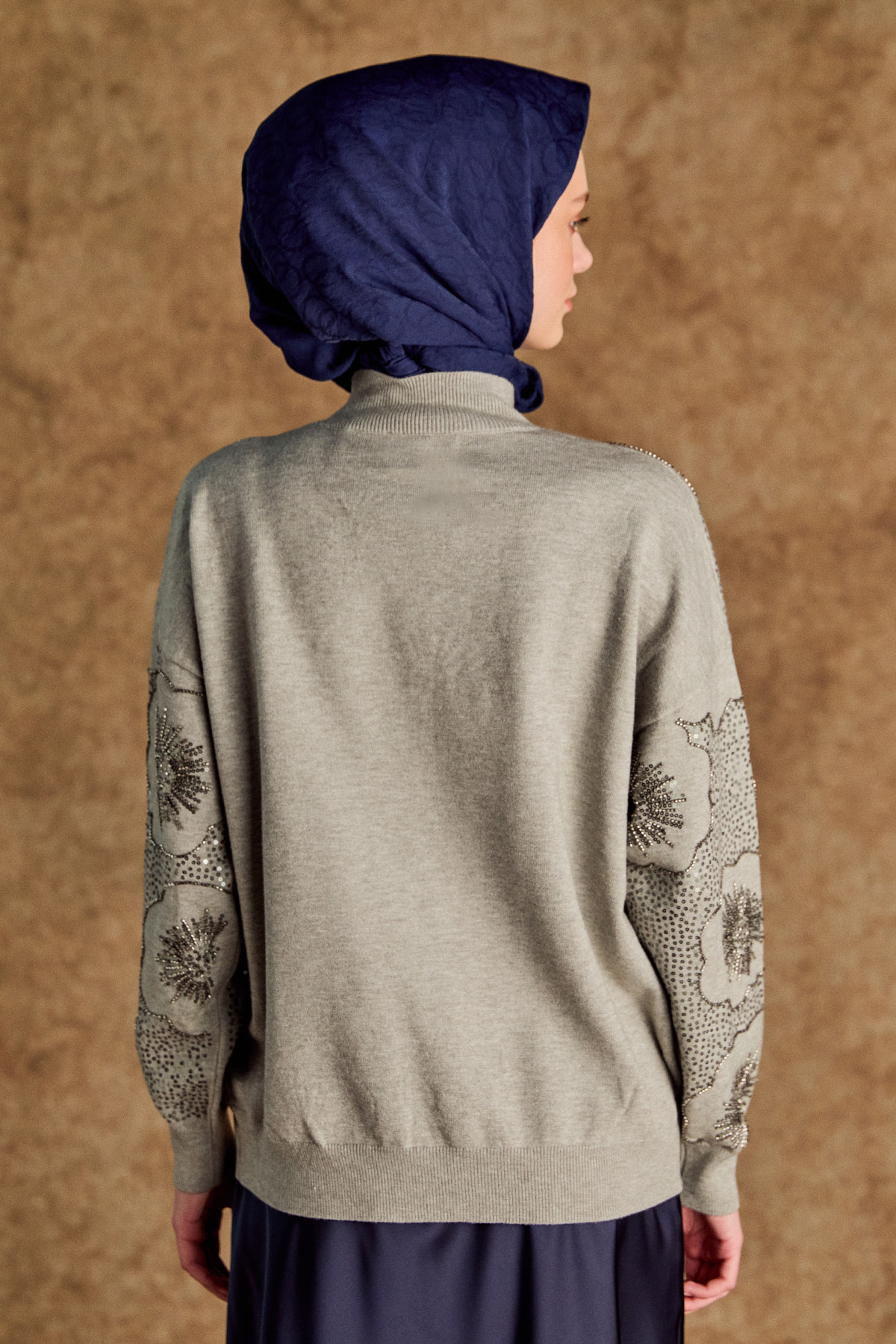 Çiçekli Yarım Balıkçı Triko Bluz, Tesettür Giyim