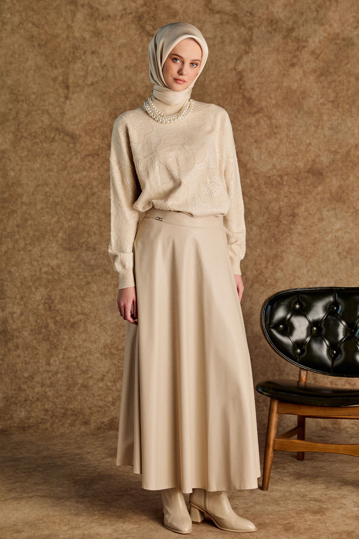 Çiçekli Yarım Balıkçı Triko Bluz, Tesettür Giyim