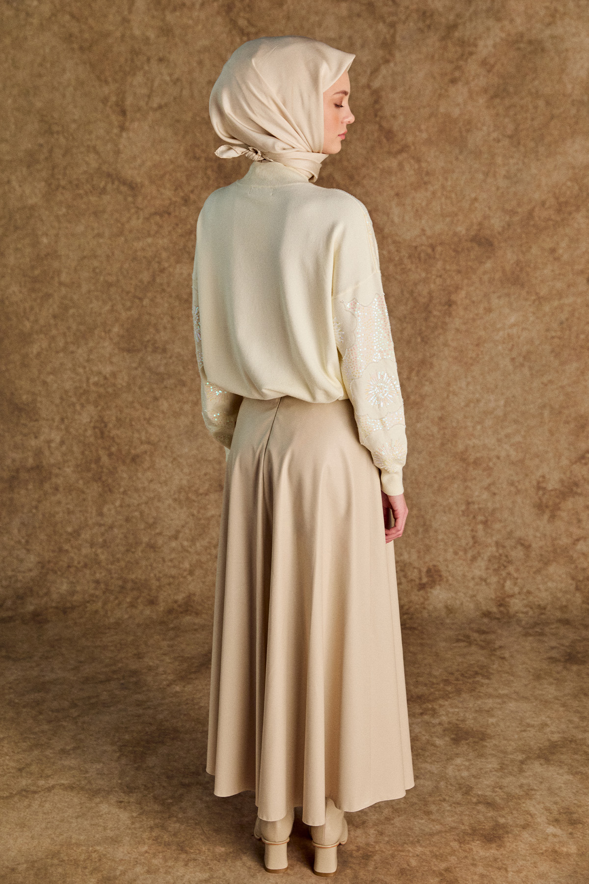 Çiçekli Yarım Balıkçı Triko Bluz, Tesettür Giyim