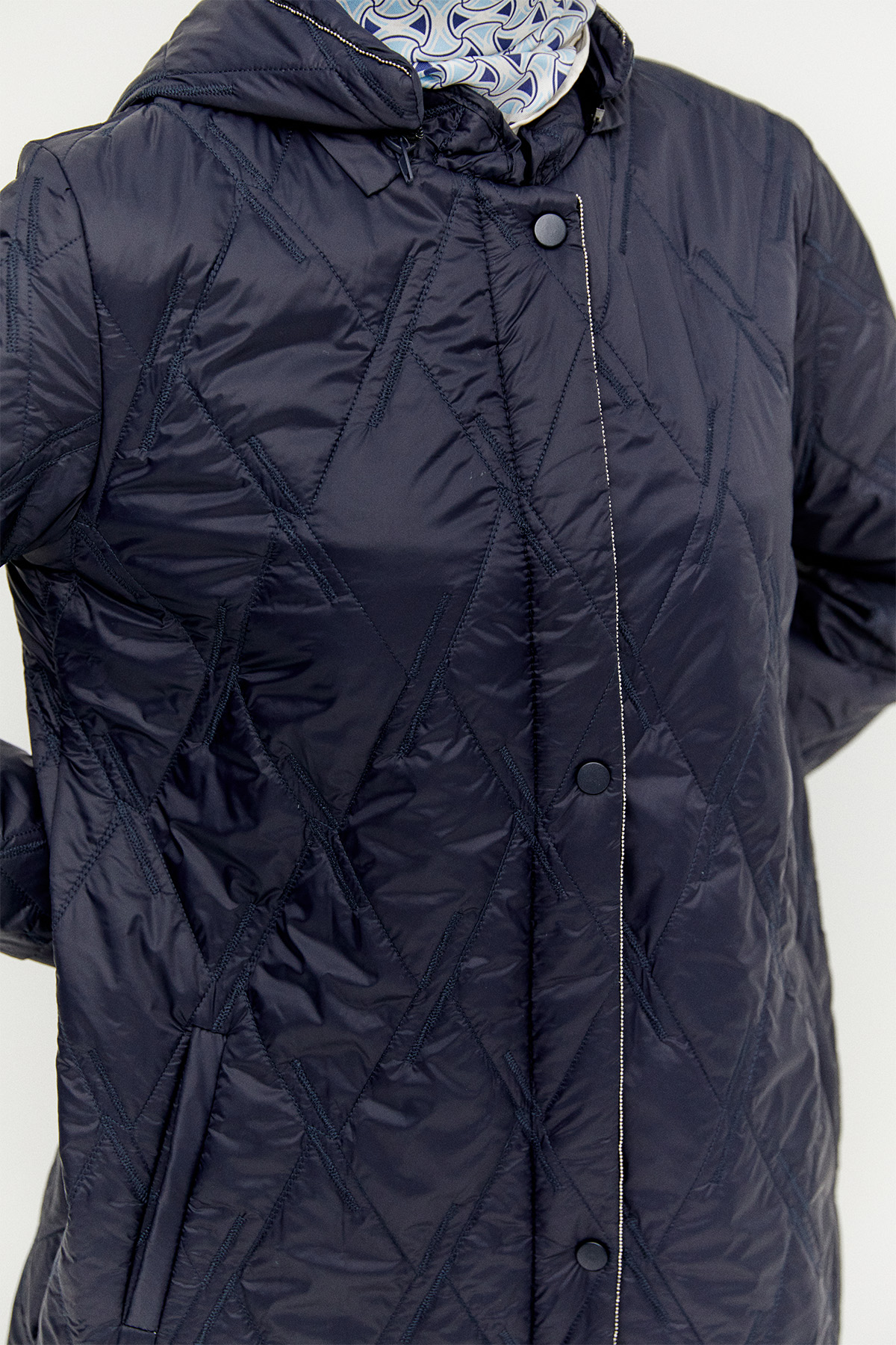 Baklava Desenli Kapitone Kaban, Tesettür Giyim