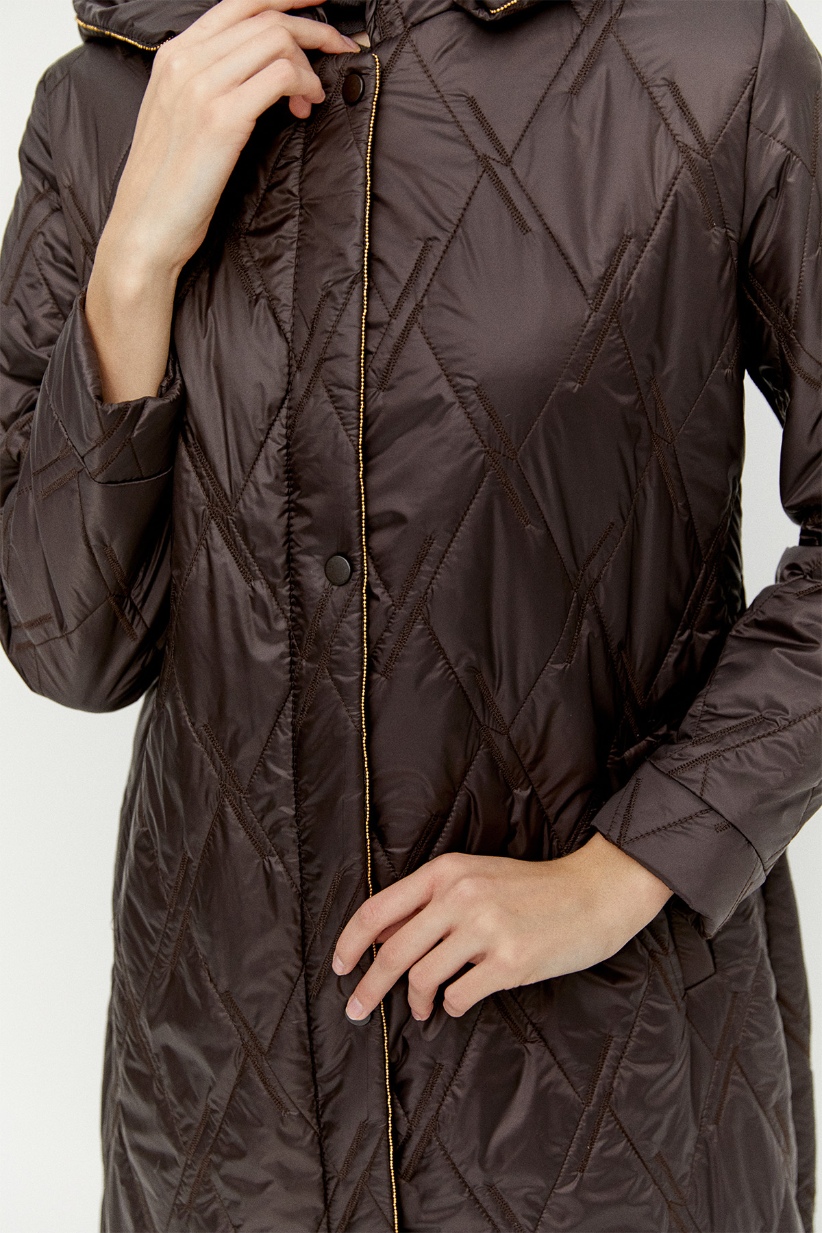 Baklava Desenli Kapitone Kaban, Tesettür Giyim