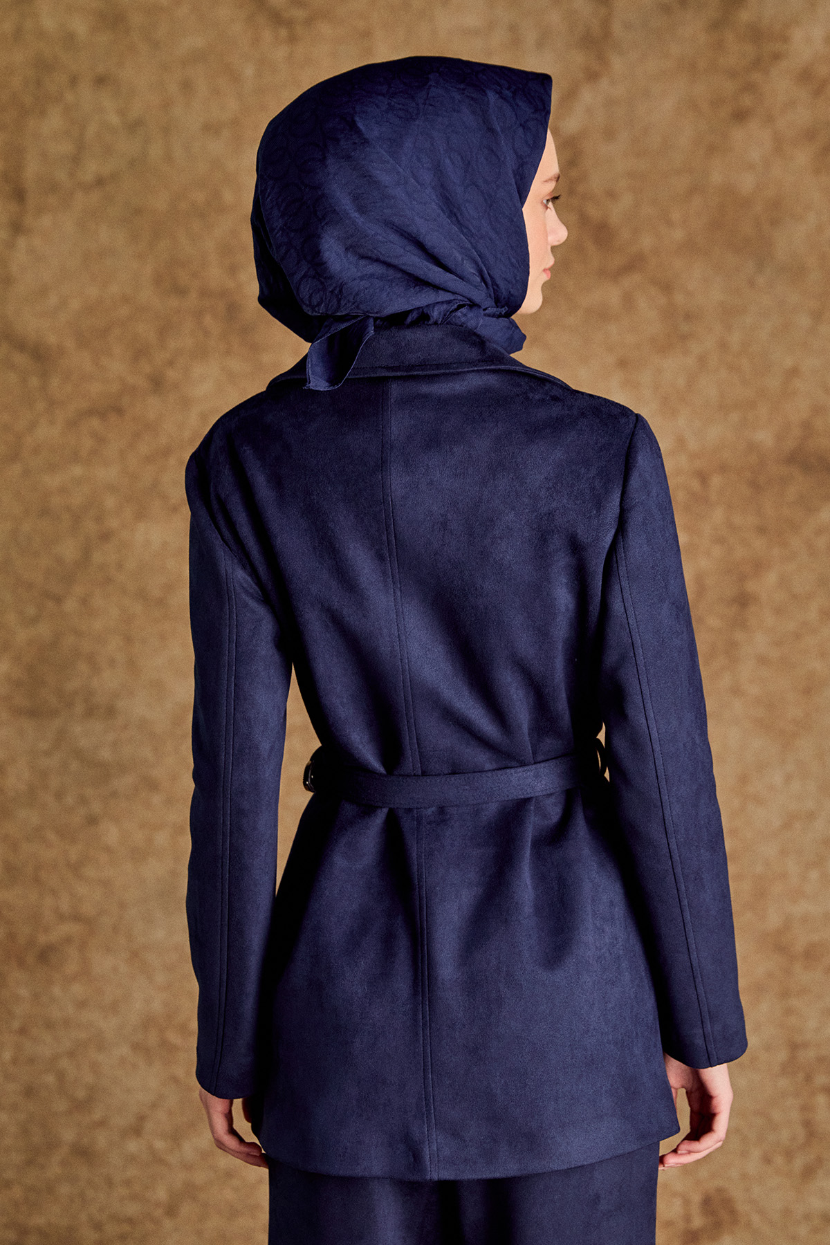 Kruvaze Süet Görünümlü Ceket, Tesettür Giyim