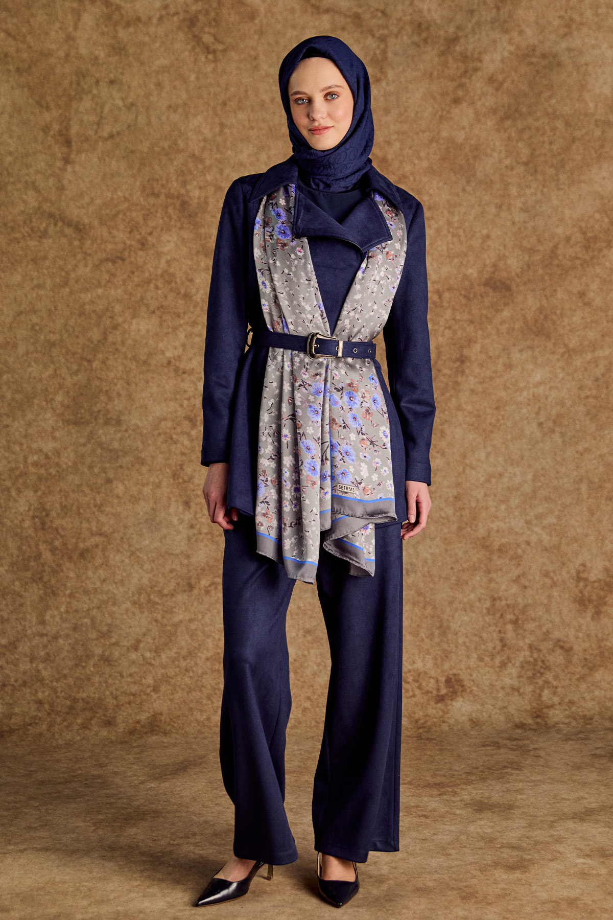 Kruvaze Süet Görünümlü Ceket, Tesettür Giyim