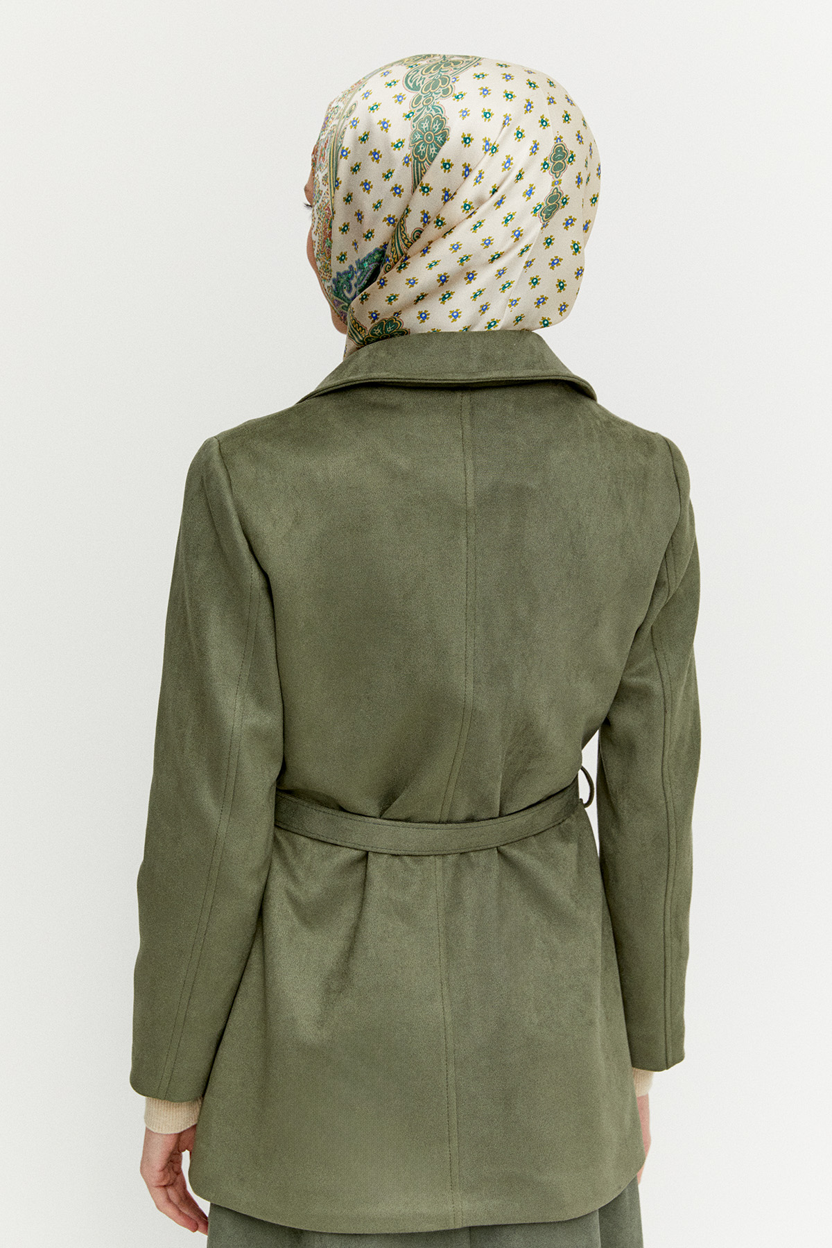 Kruvaze Süet Görünümlü Ceket, Tesettür Giyim