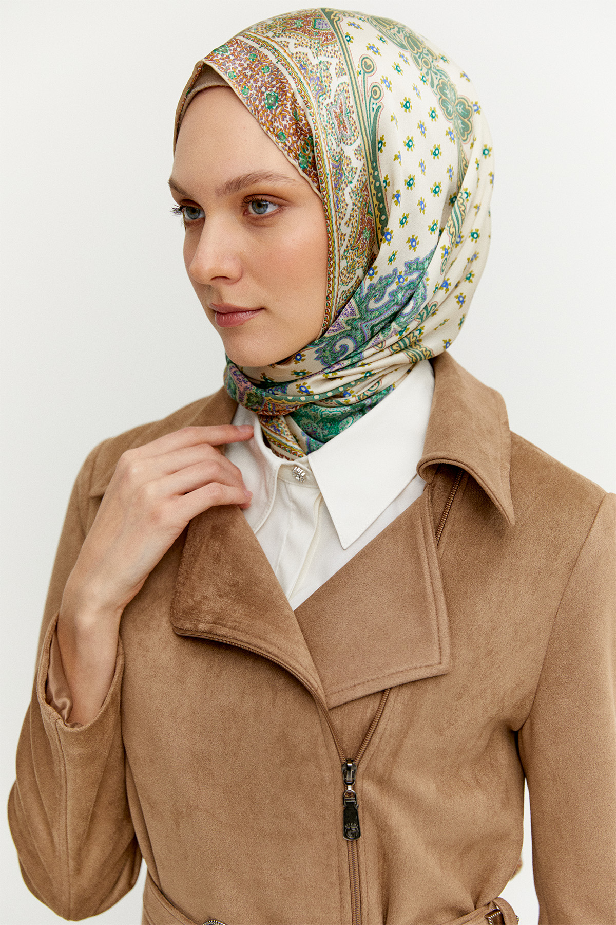 Kruvaze Süet Görünümlü Ceket, Tesettür Giyim