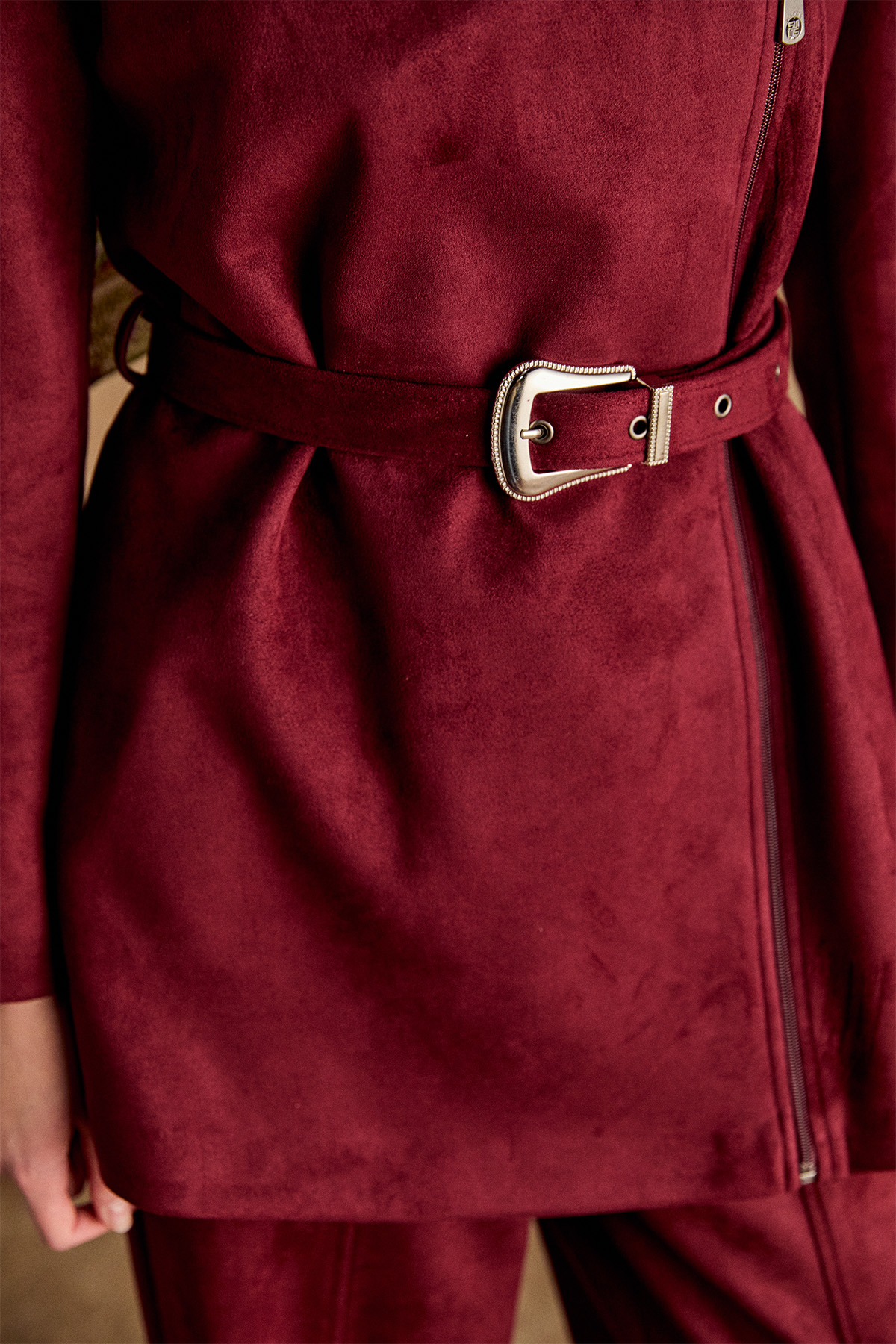 Kruvaze Süet Görünümlü Ceket, Tesettür Giyim