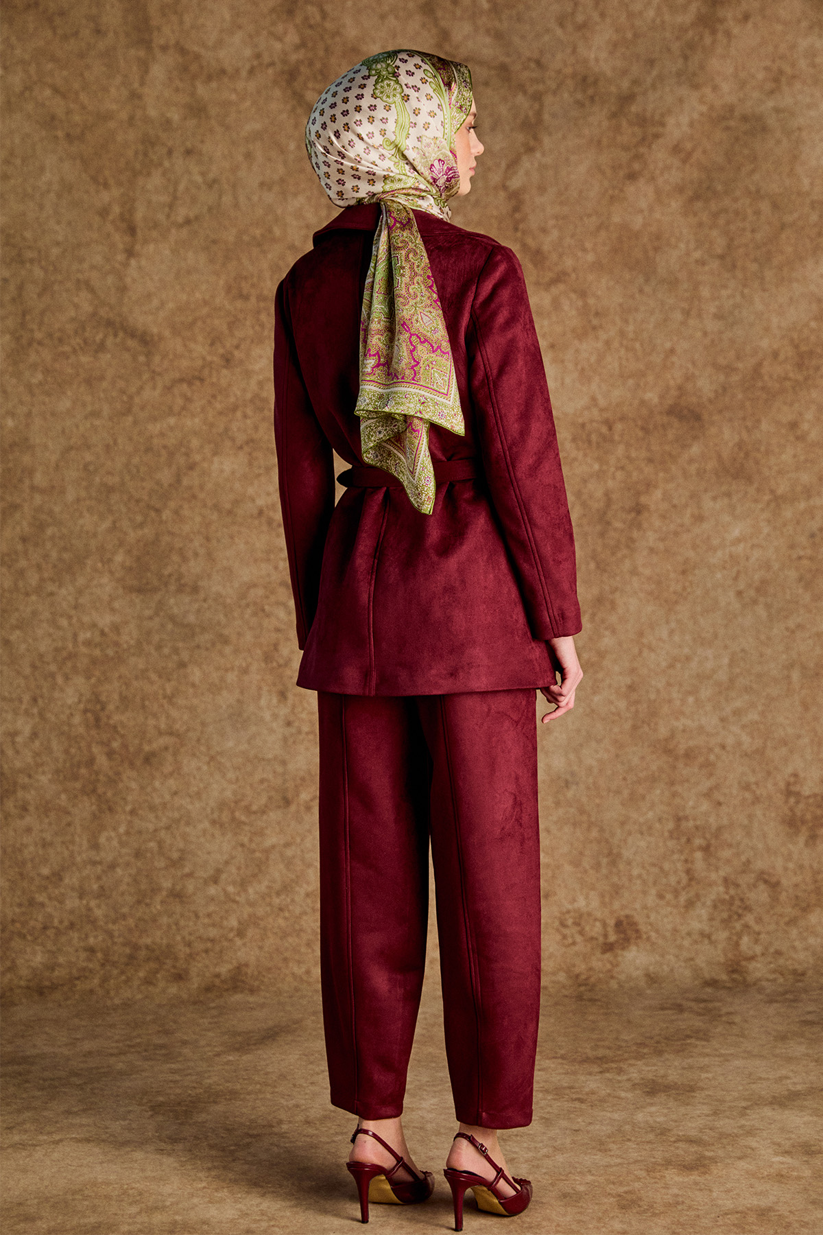 Kruvaze Süet Görünümlü Ceket, Tesettür Giyim