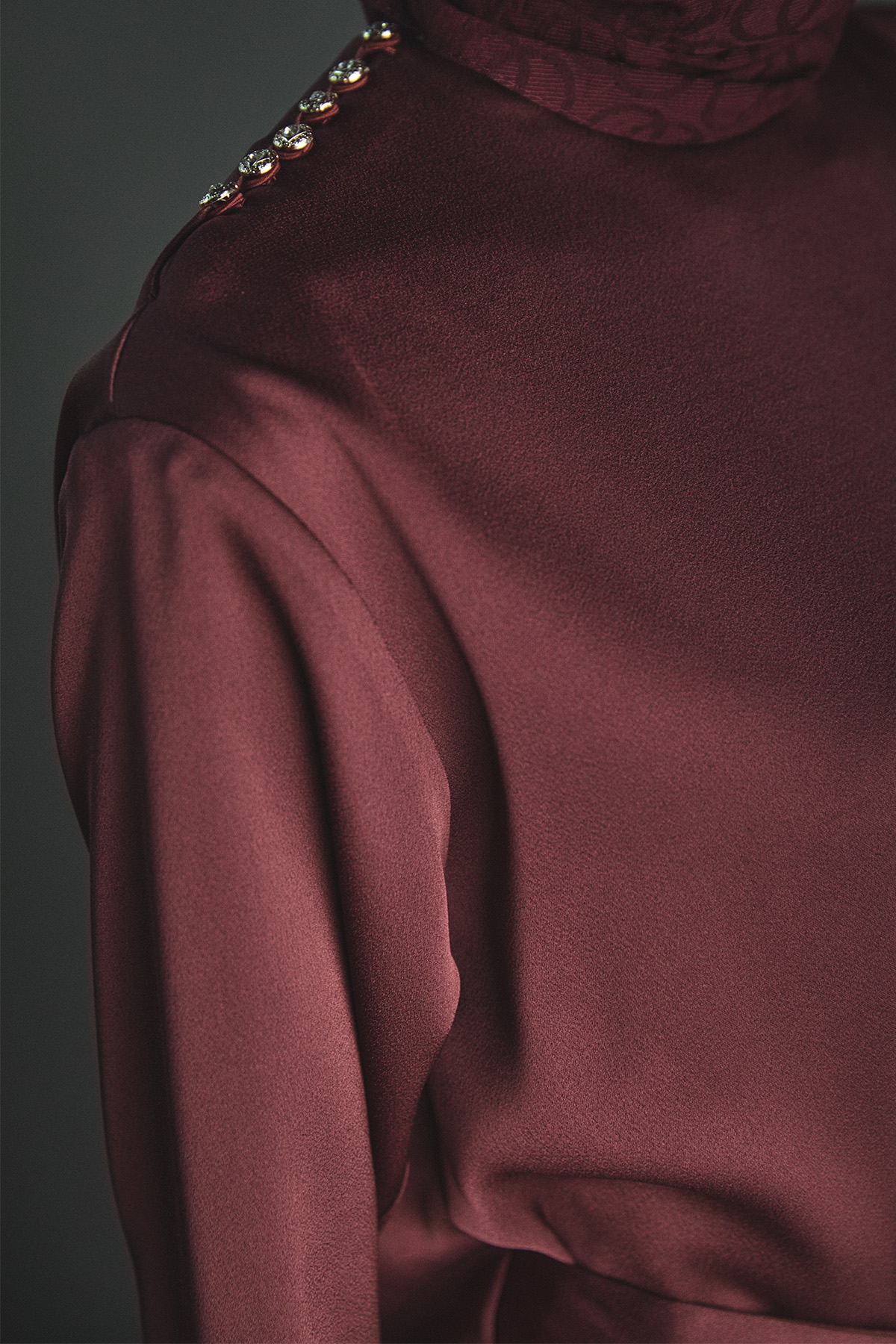 Drapeli Saten Elbise, Tesettür Giyim