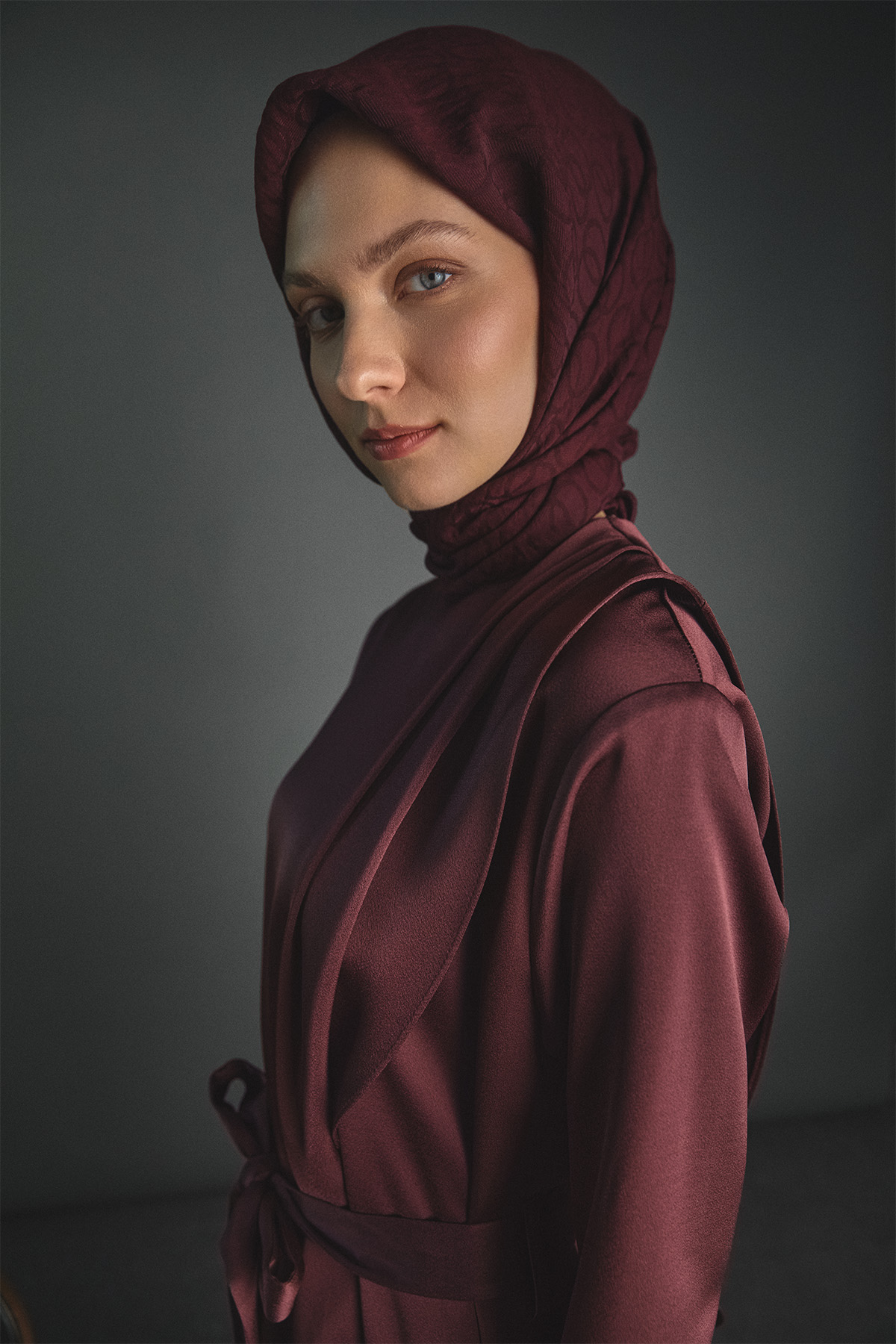 Drapeli Saten Elbise, Tesettür Giyim