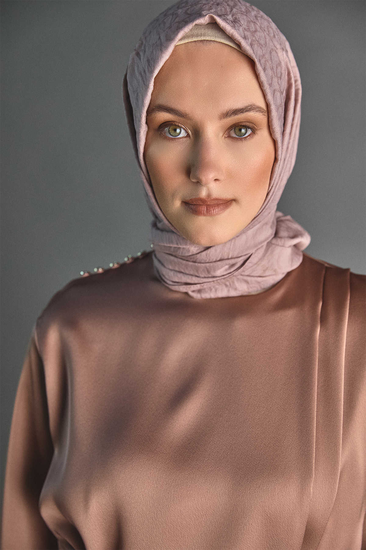 Drapeli Saten Elbise, Tesettür Giyim