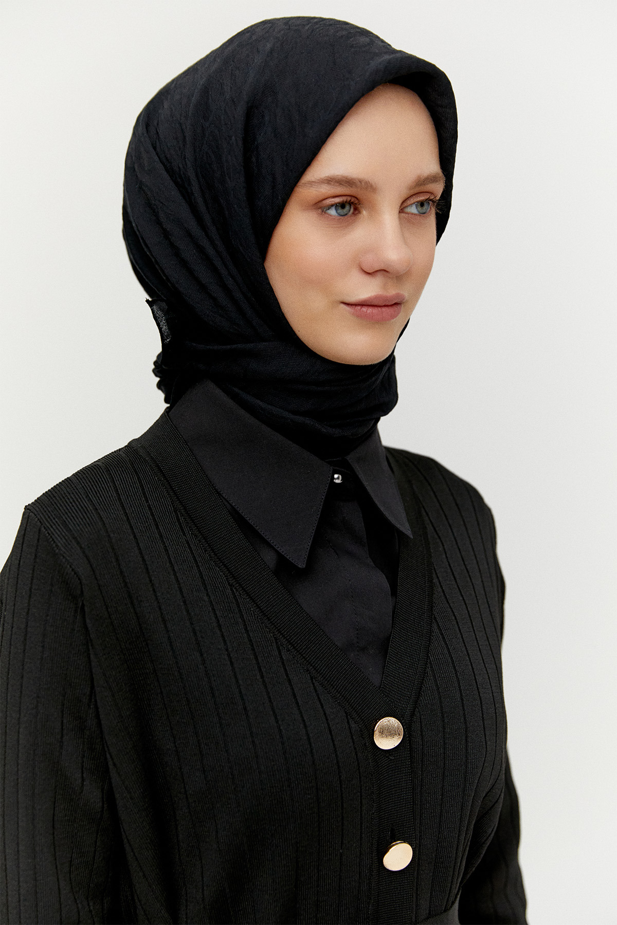 Çift Cepli Örme Triko Hırka, Tesettür Giyim