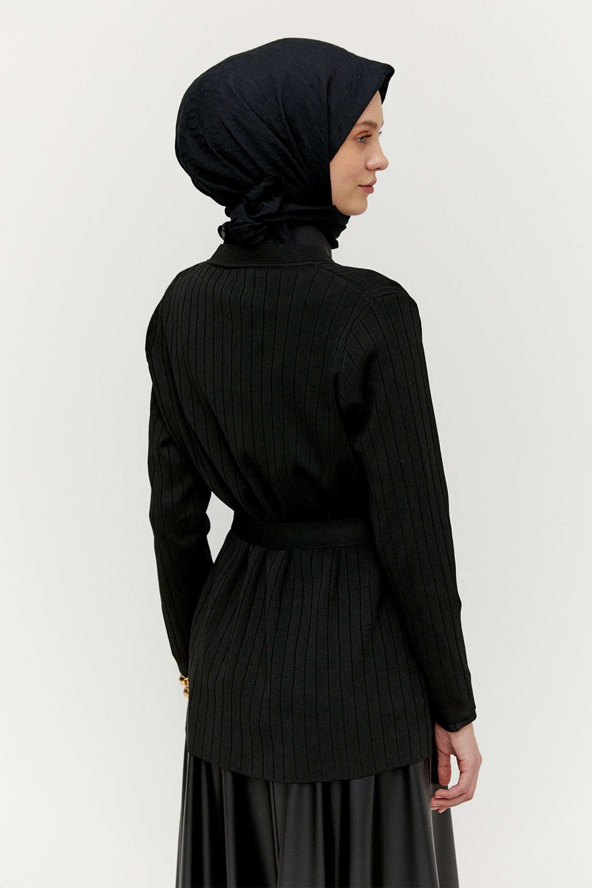 Çift Cepli Örme Triko Hırka, Tesettür Giyim