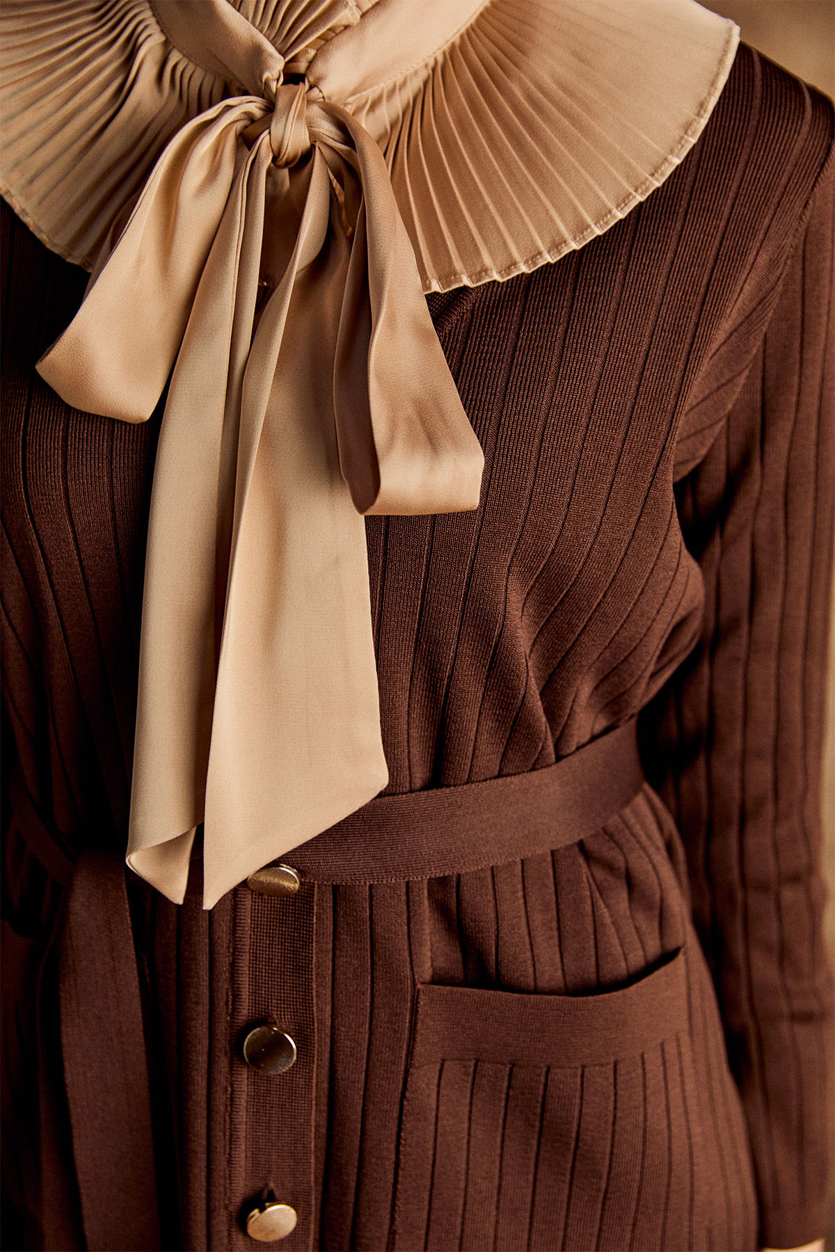 Çift Cepli Örme Triko Hırka, Tesettür Giyim