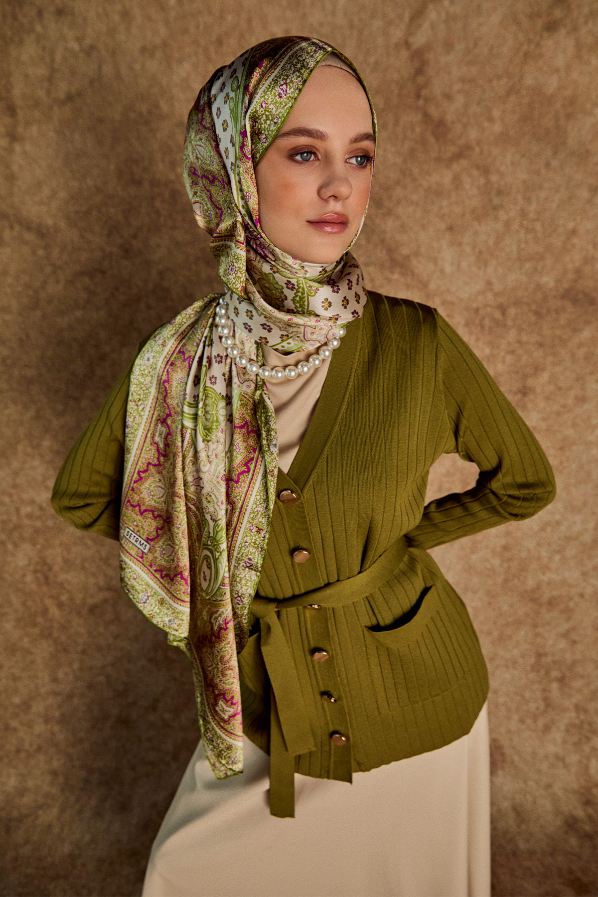 Çift Cepli Örme Triko Hırka, Tesettür Giyim