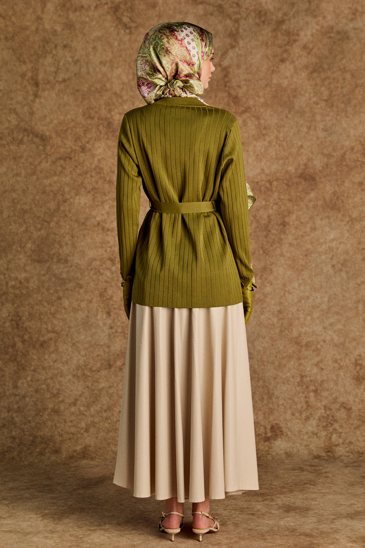 Çift Cepli Örme Triko Hırka, Tesettür Giyim