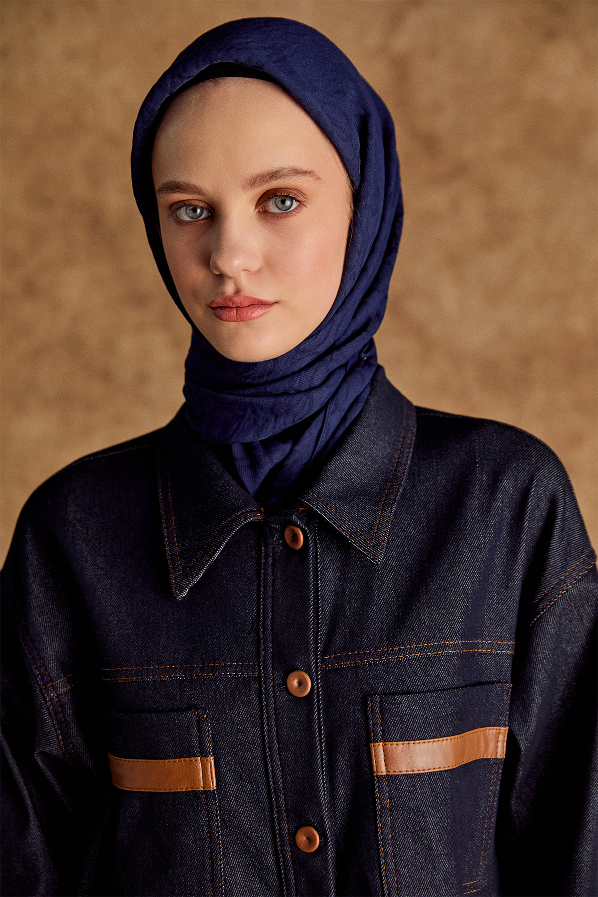 Deri Kombinli Kargo Cepli Kap, Tesettür Giyim