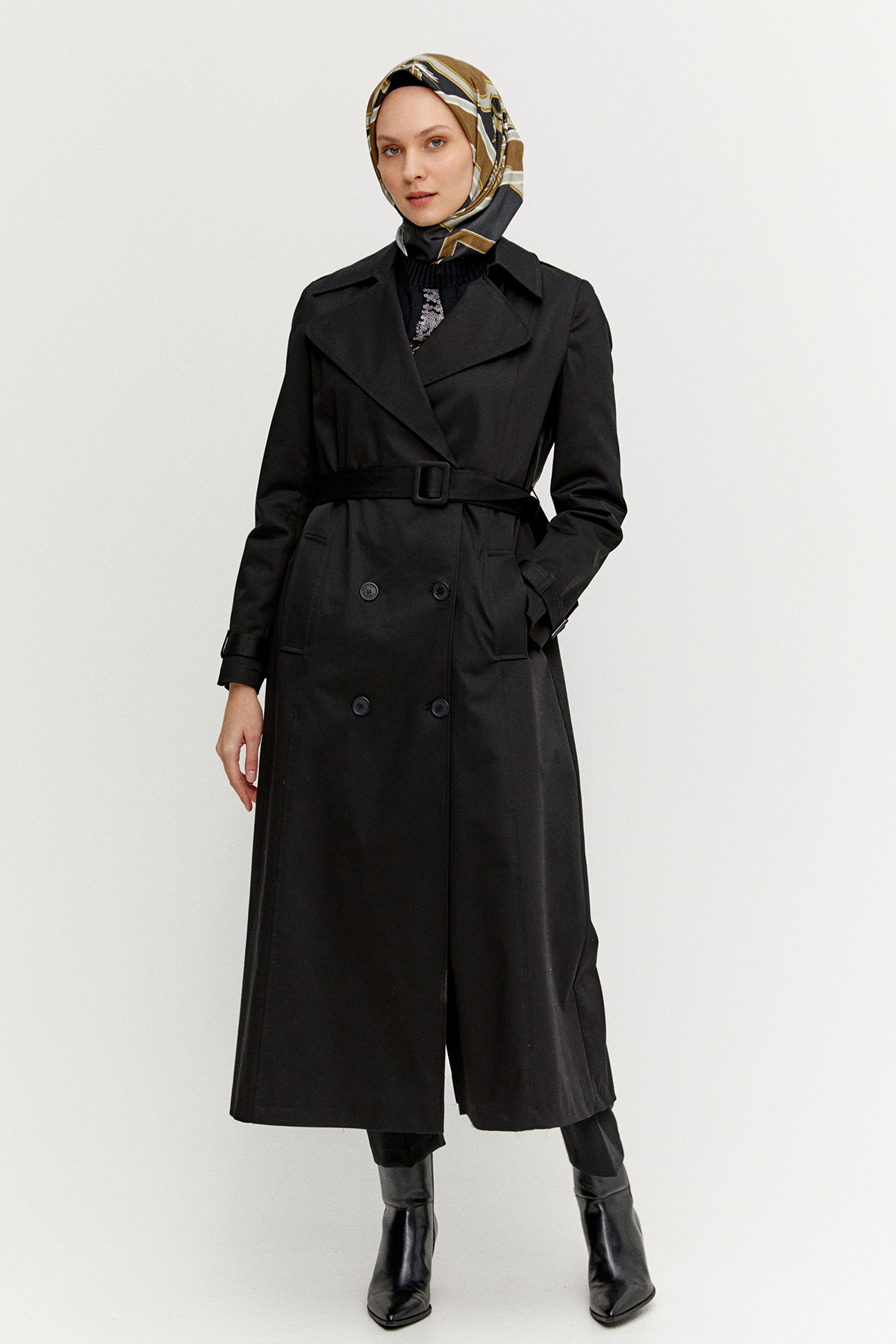 Kruvaze Paraşüt Detaylı Pamuklu Kap, Tesettür Giyim