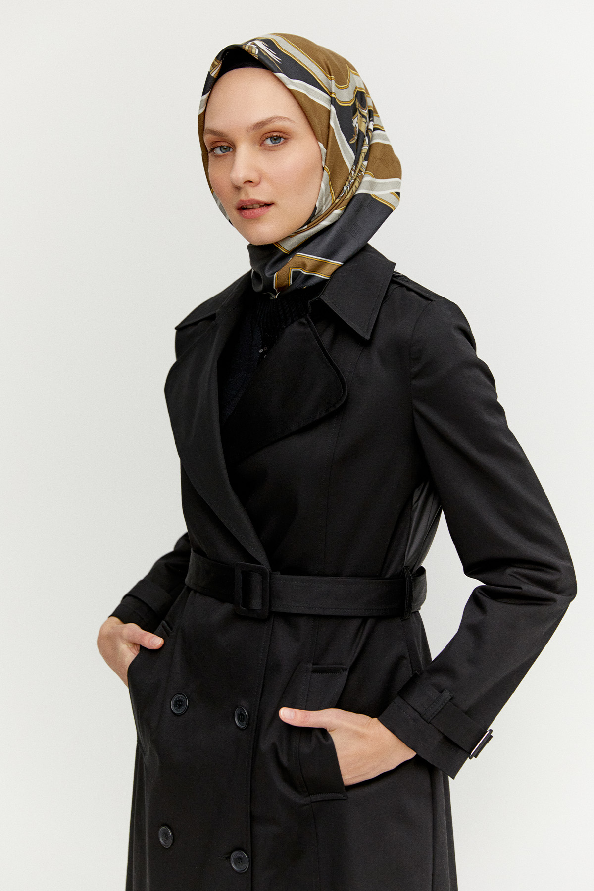 Kruvaze Paraşüt Detaylı Pamuklu Kap, Tesettür Giyim