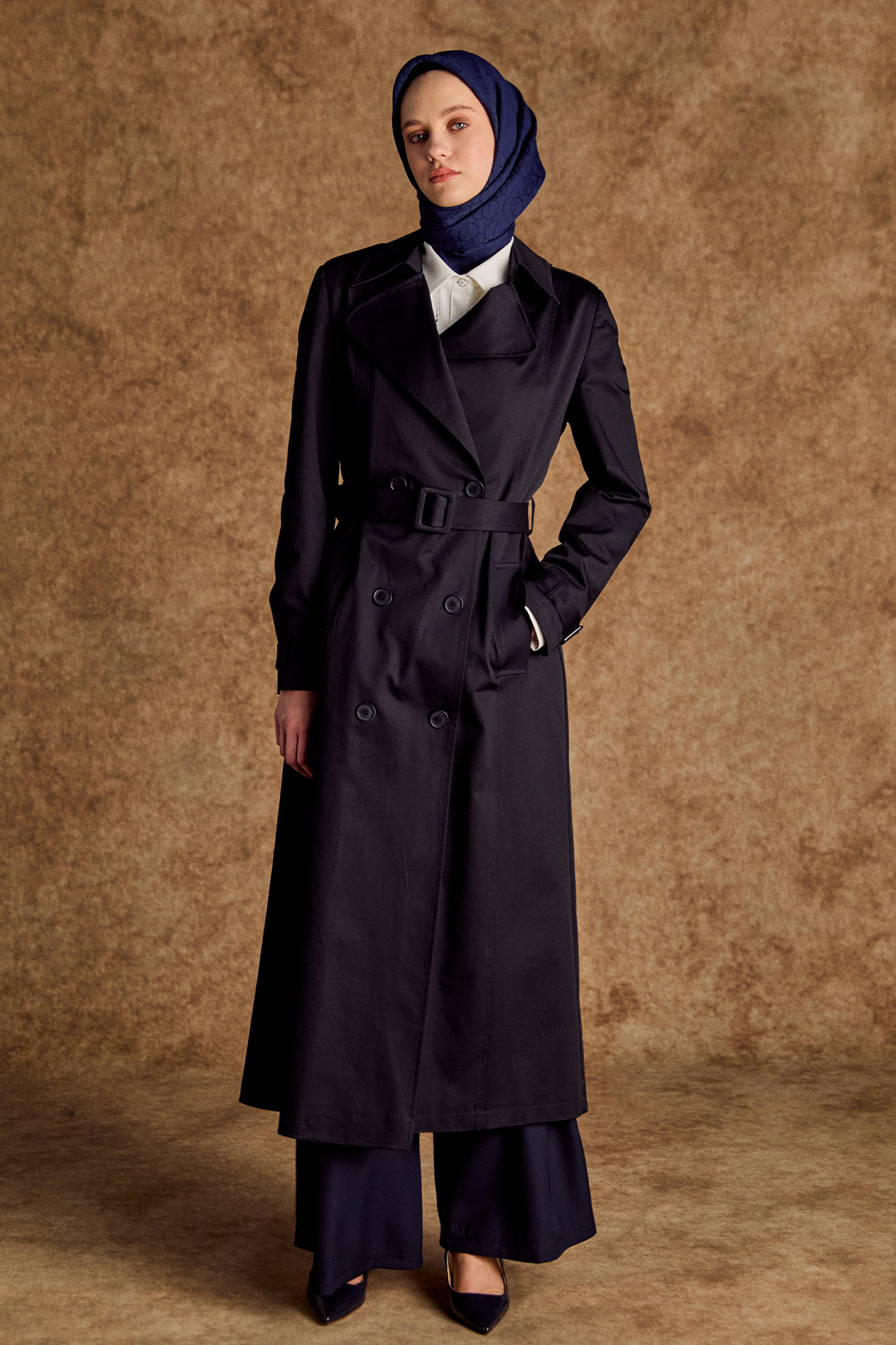 Kruvaze Paraşüt Detaylı Pamuklu Kap, Tesettür Giyim