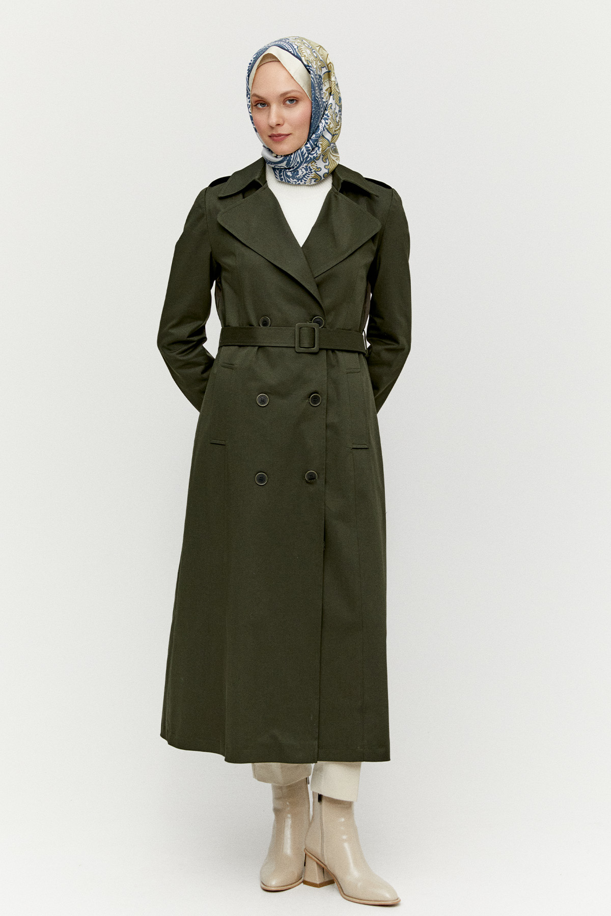 Kruvaze Paraşüt Detaylı Pamuklu Kap, Tesettür Giyim