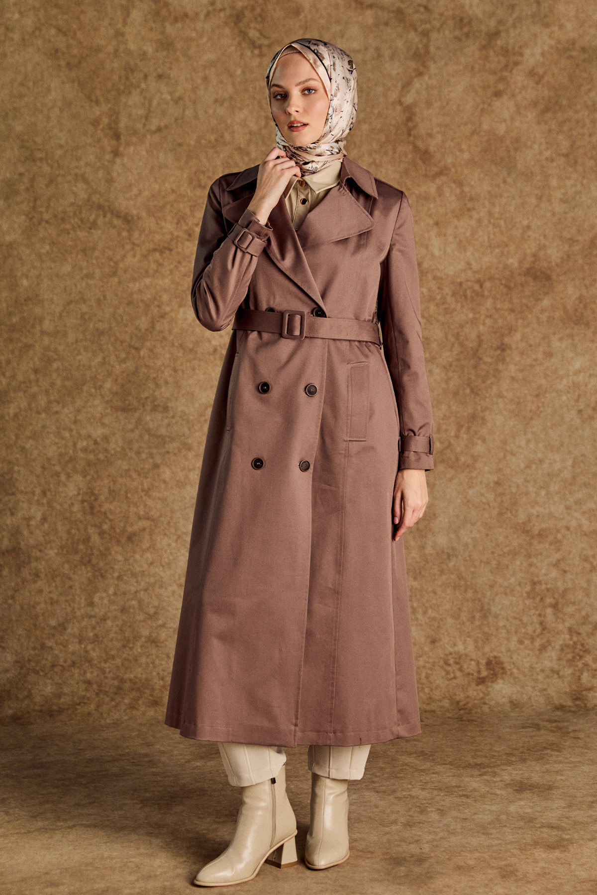 Kruvaze Paraşüt Detaylı Pamuklu Kap, Tesettür Giyim