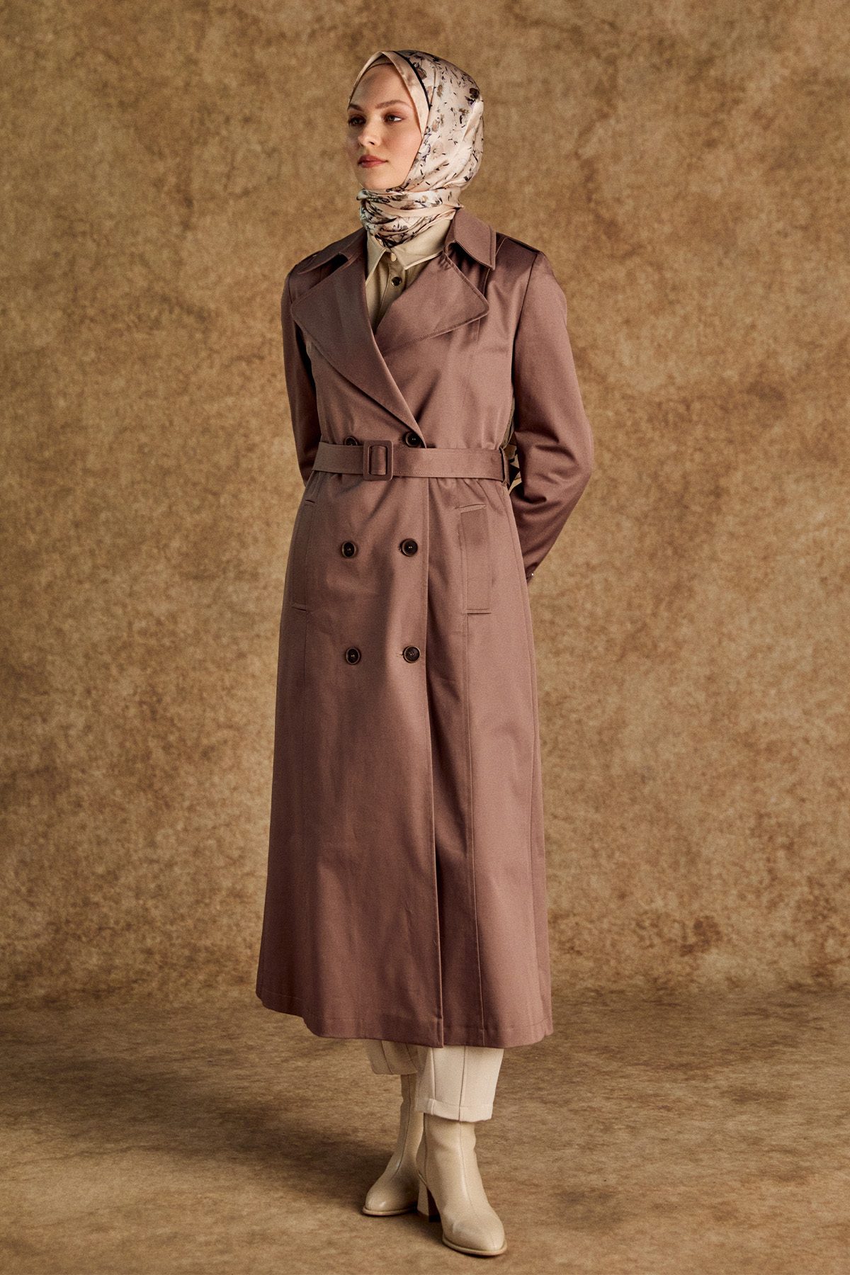 Kruvaze Paraşüt Detaylı Pamuklu Kap, Tesettür Giyim