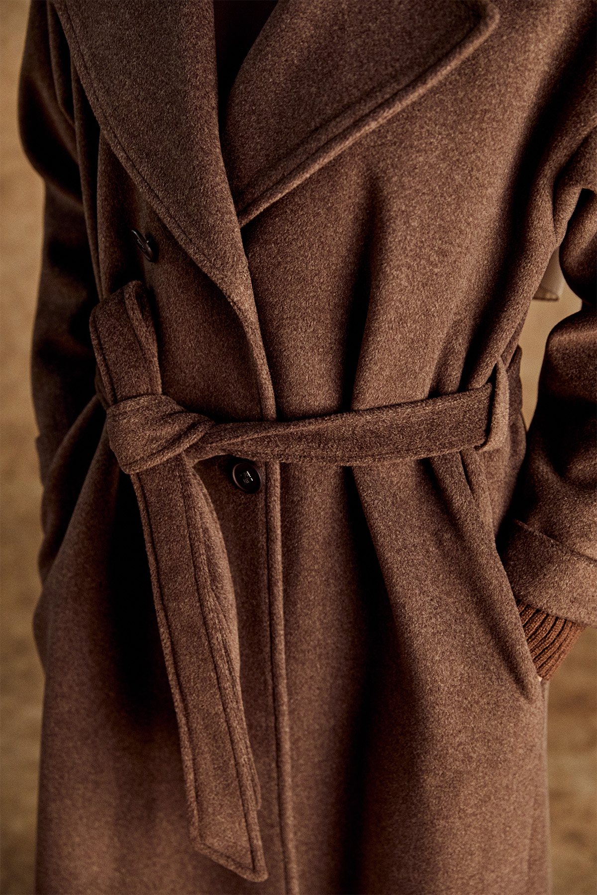 Kuşaklı Kruvaze Kaşe Kaban, Tesettür Giyim