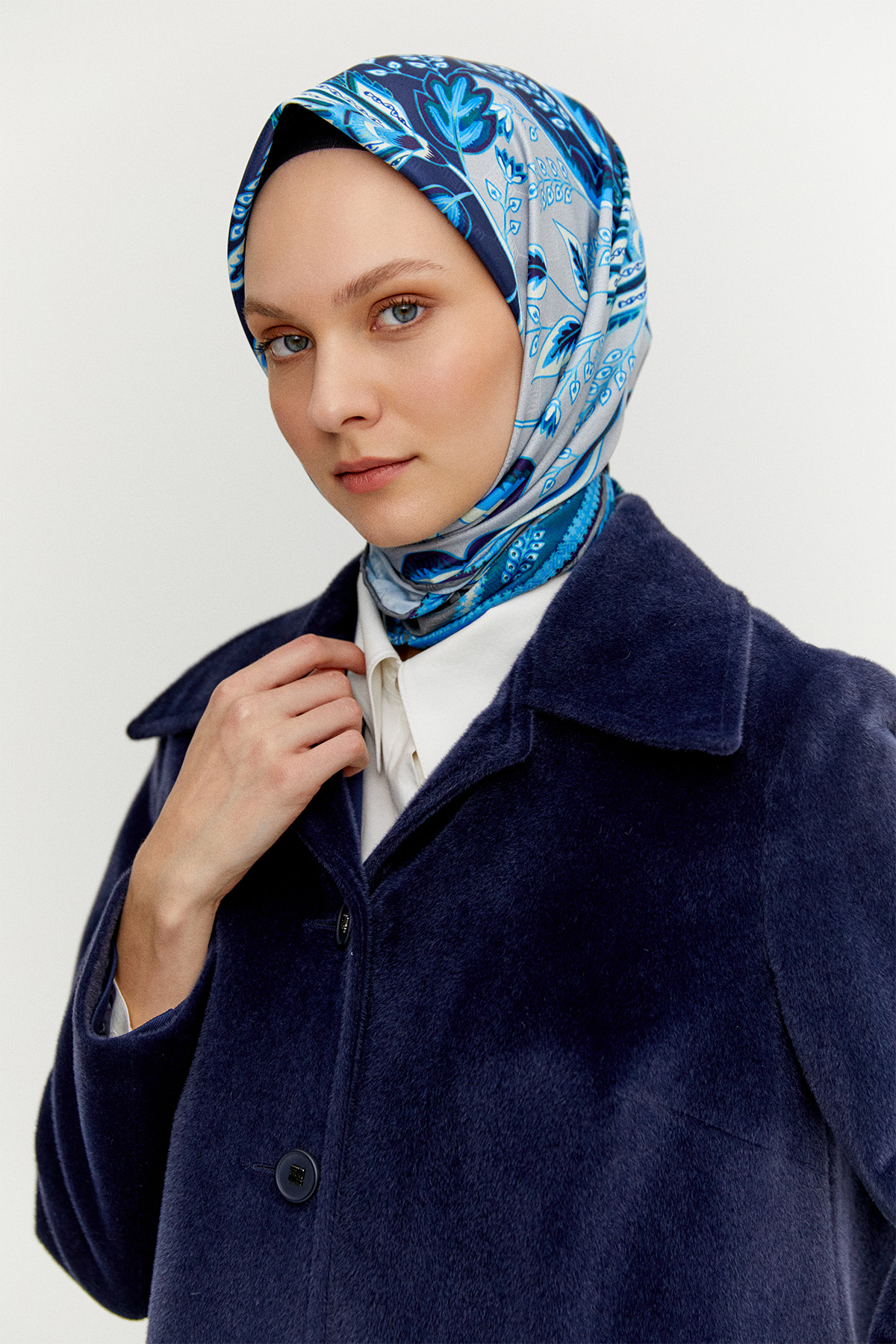 Melanjlı Şık Kaşe Kaban Büyük Beden, Tesettür Giyim