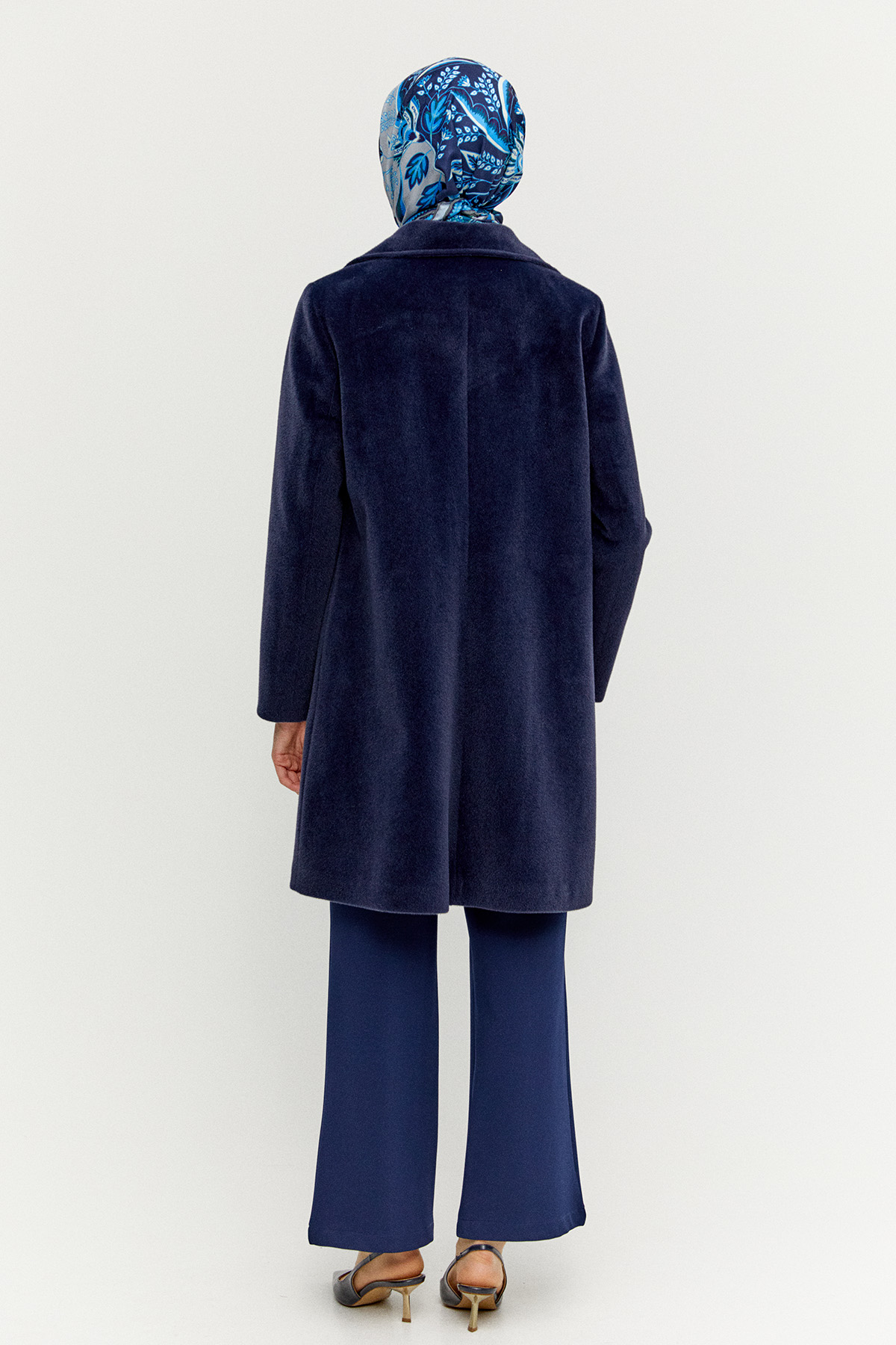 Melanjlı Şık Kaşe Kaban Büyük Beden, Tesettür Giyim