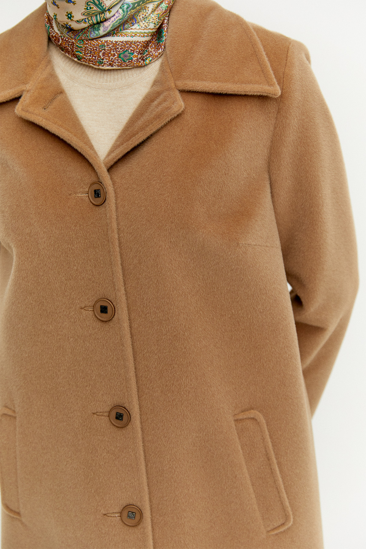 Melanjlı Şık Kaşe Kaban Büyük Beden, Tesettür Giyim